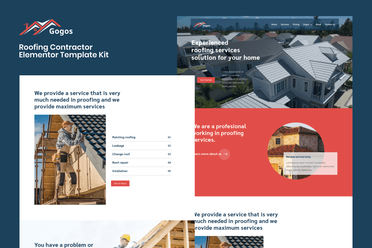 Gogos – Roofing Contractor Elementor Template Kit