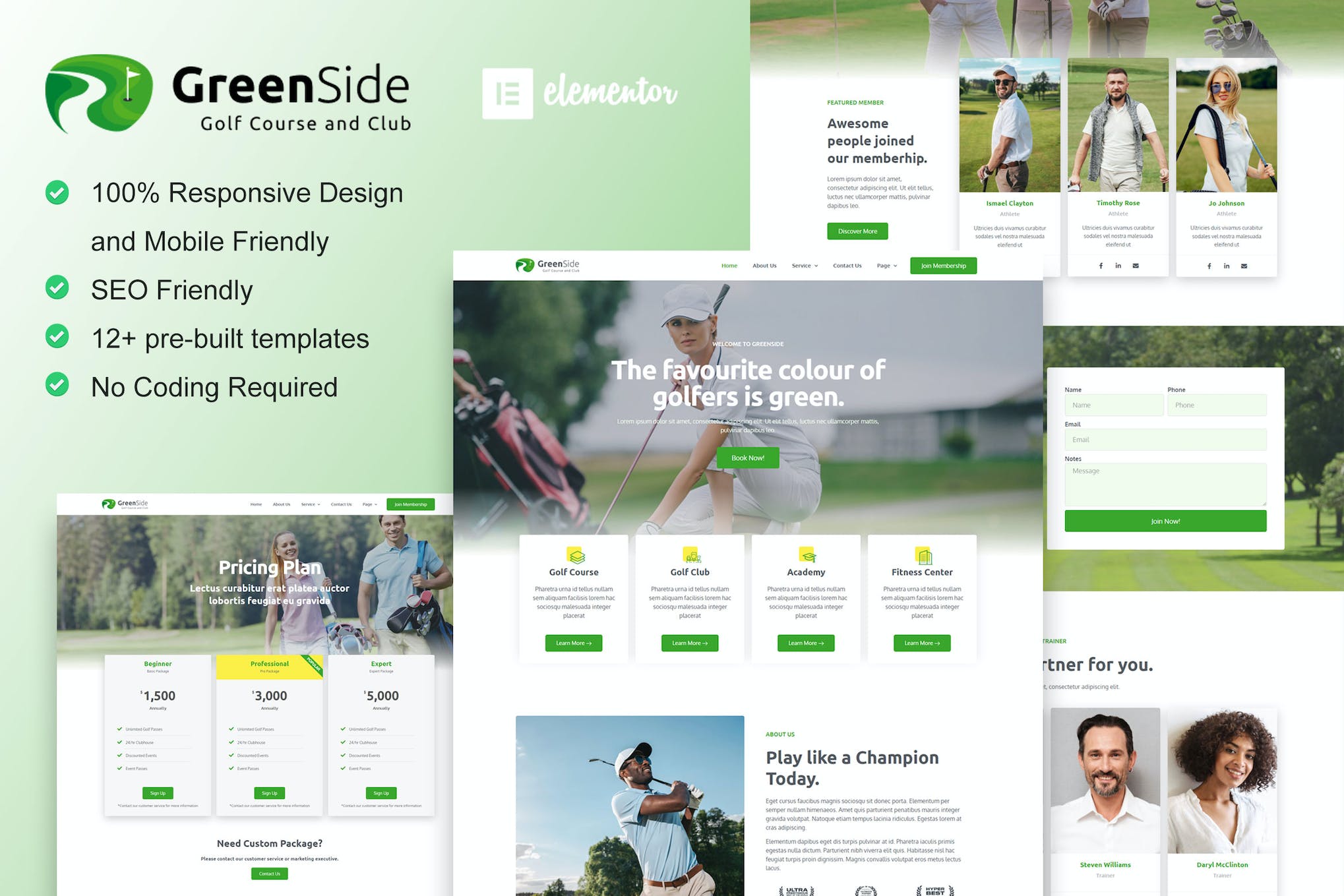 Greenside – Golf Club & Academy Elementor Template Kit