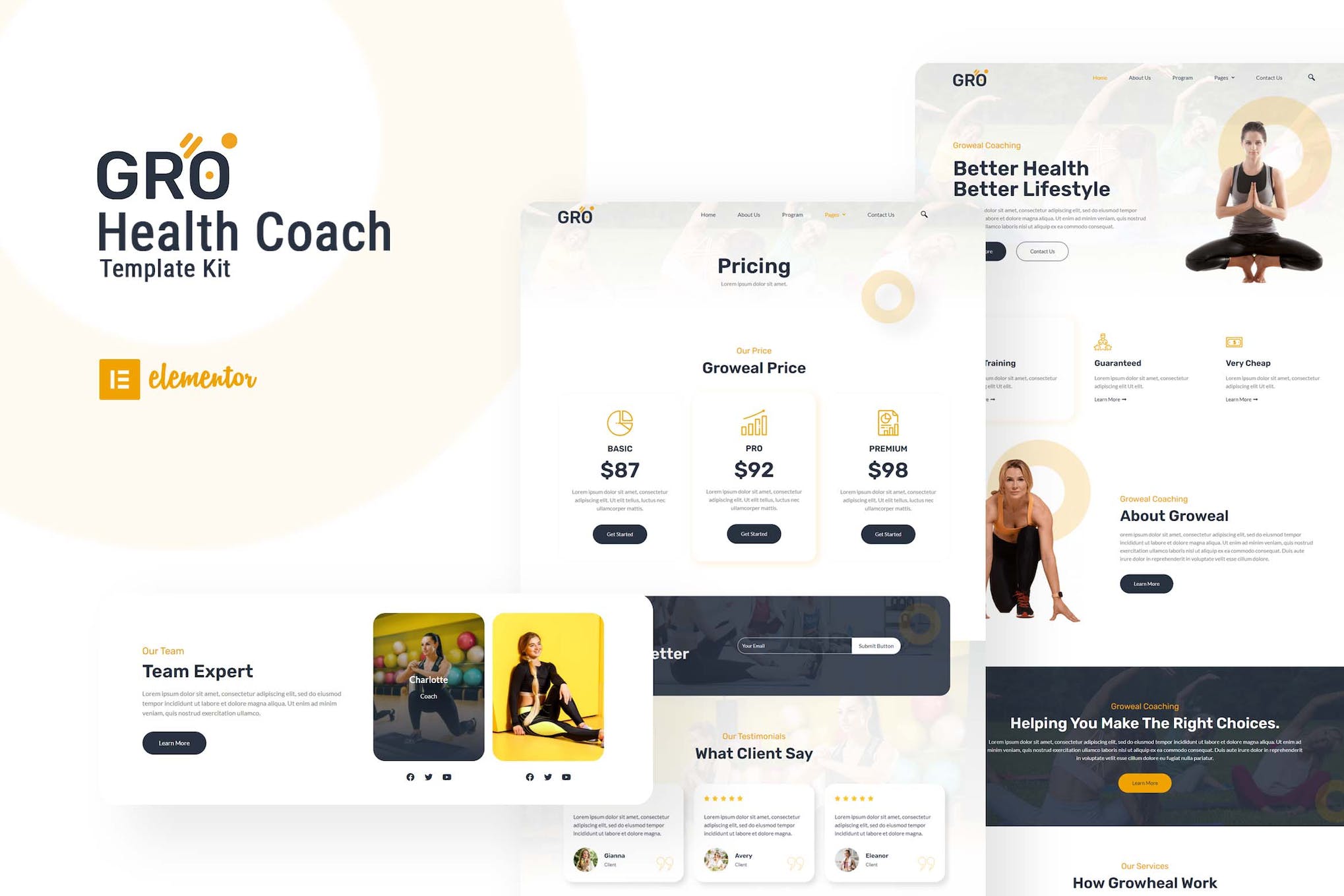 Groweal – Health Coaching Elementor Template Kit