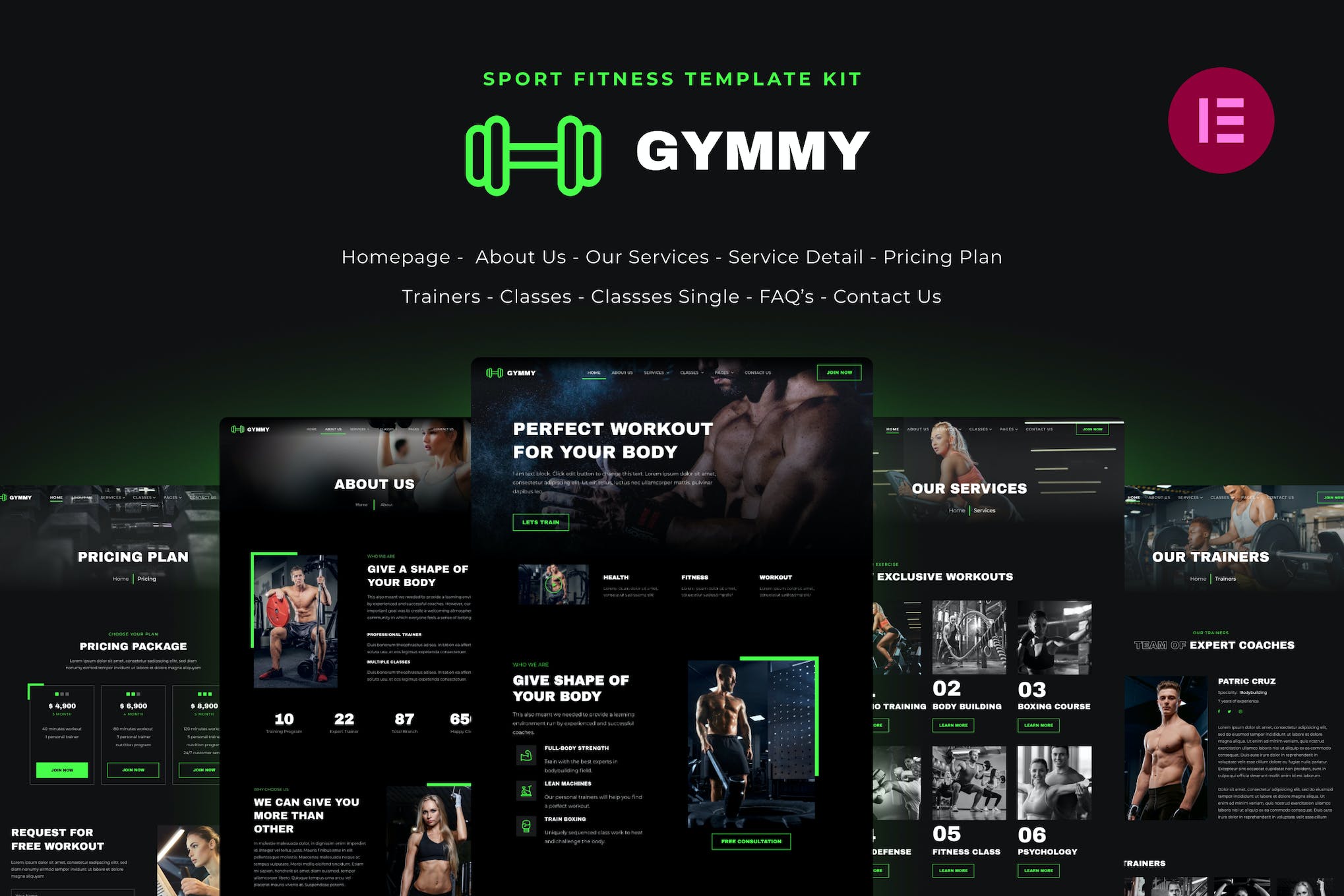 Gymmy – Fitness & Gym Elementor Template Kit