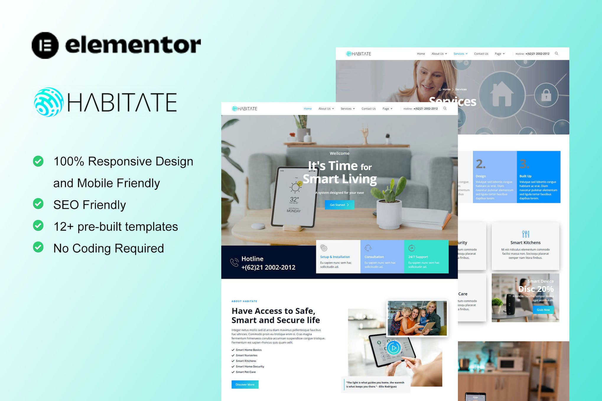 Habitate – Smart Home Services Elementor Template Kit