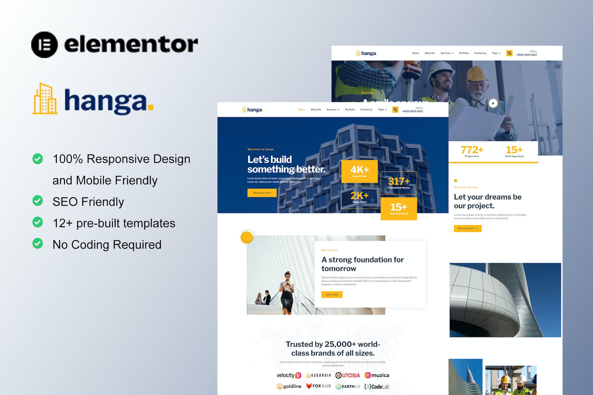 Hanga – Construction & Building Elementor Template Kit