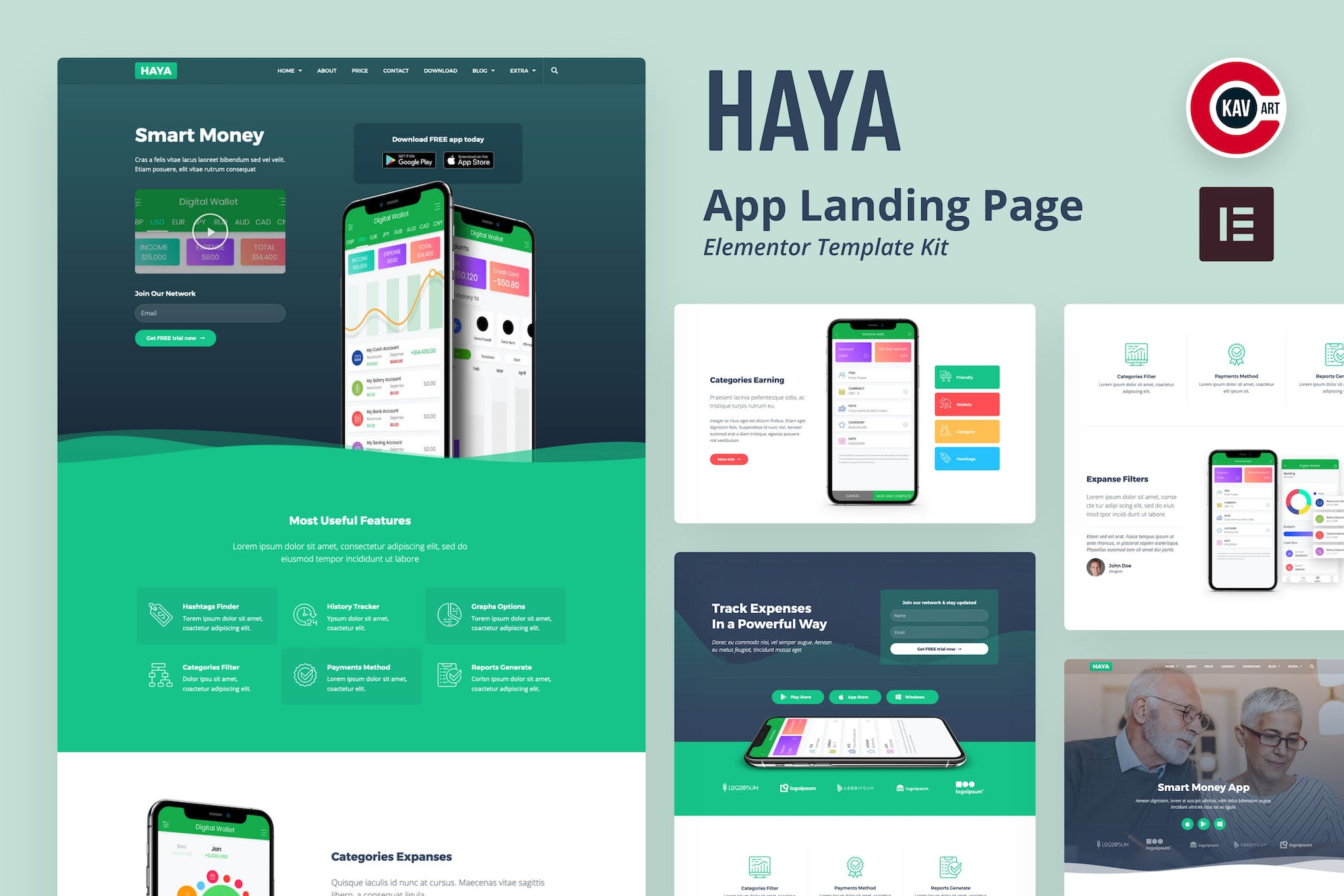 Haya – App Startup Elementor Template Kit