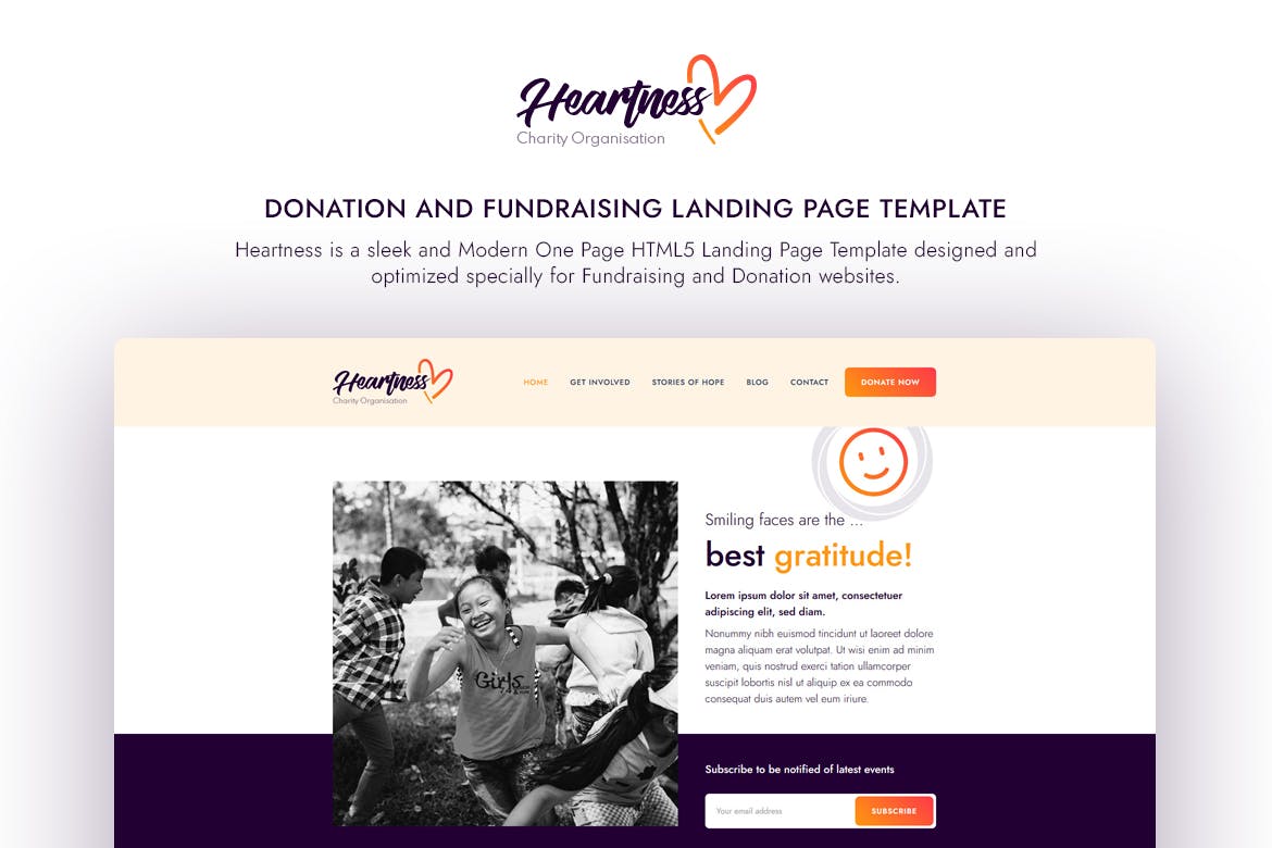 Heartness – Fundraising / Donation Landing Page