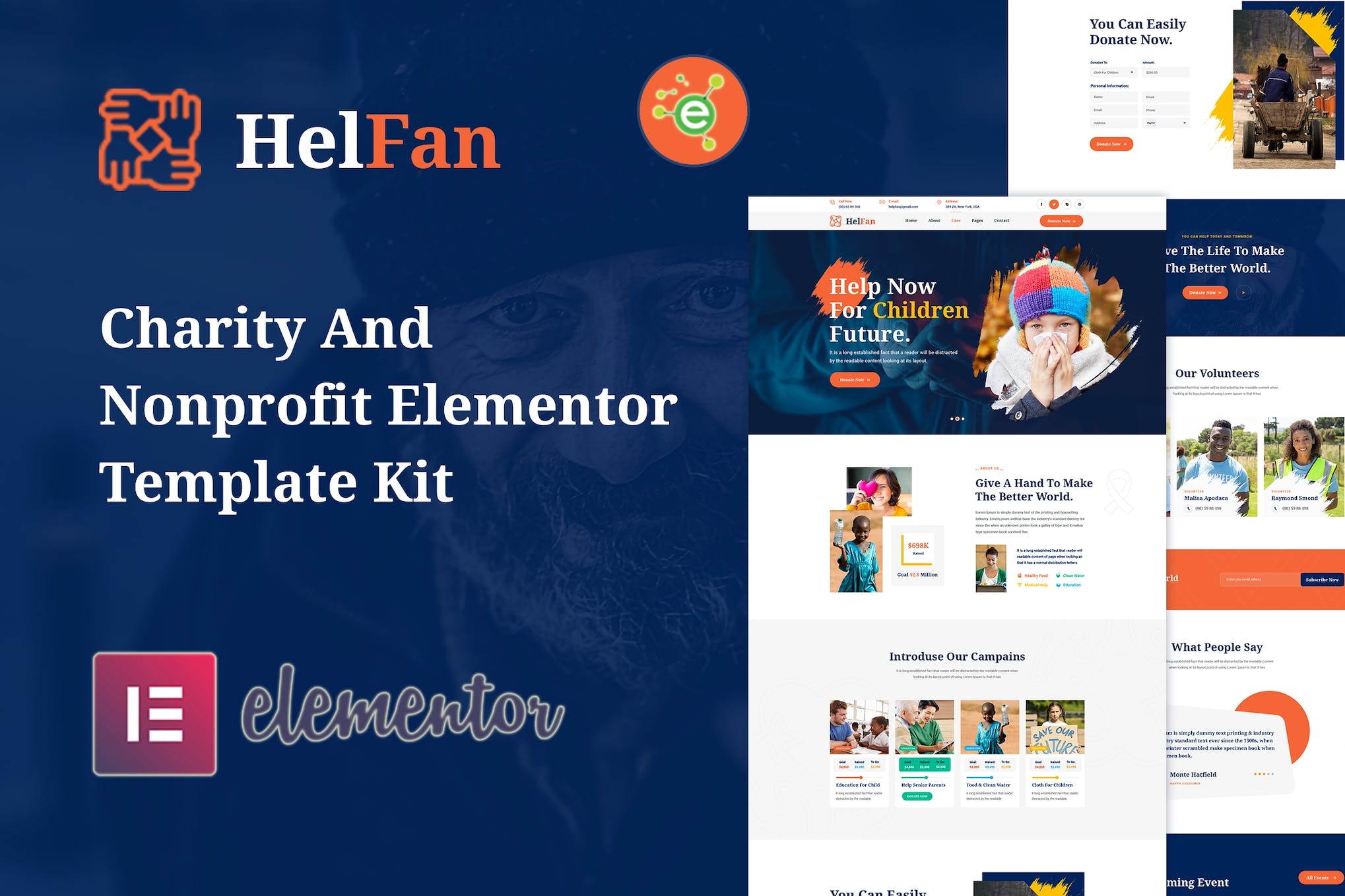 HelFan – Charity and Nonprofit Elementor Template Kit