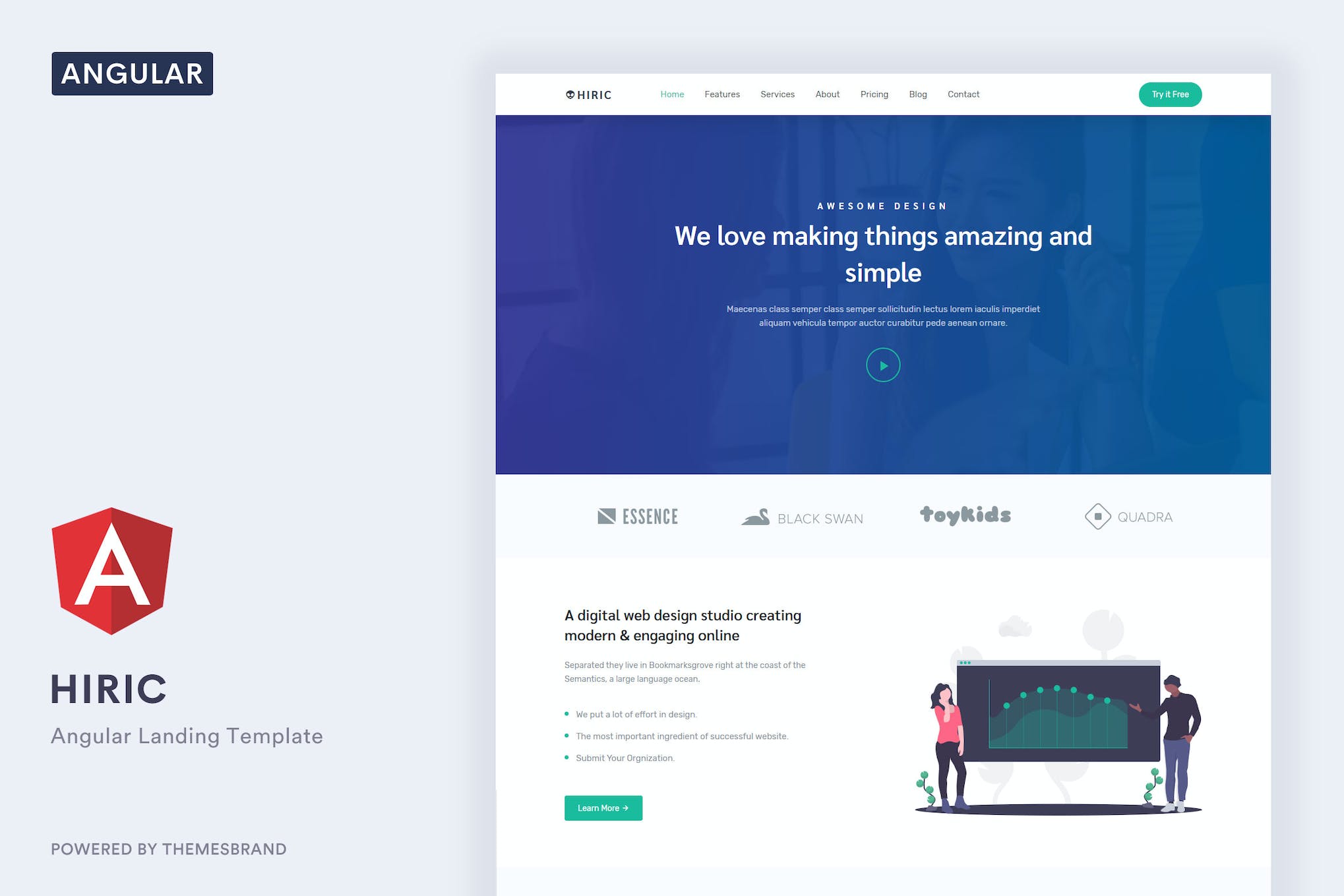 Hiric – Angular Landing Template