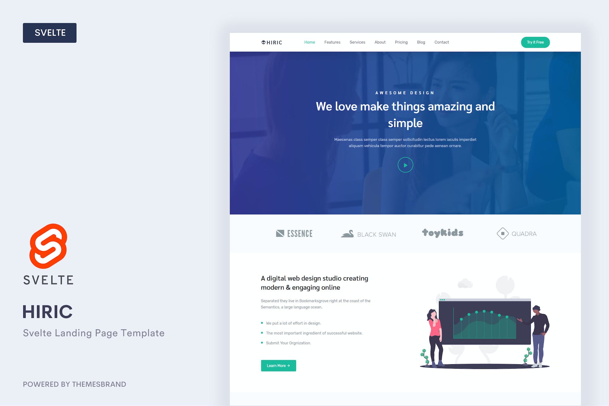 Hiric – Svelte Landing Page Template