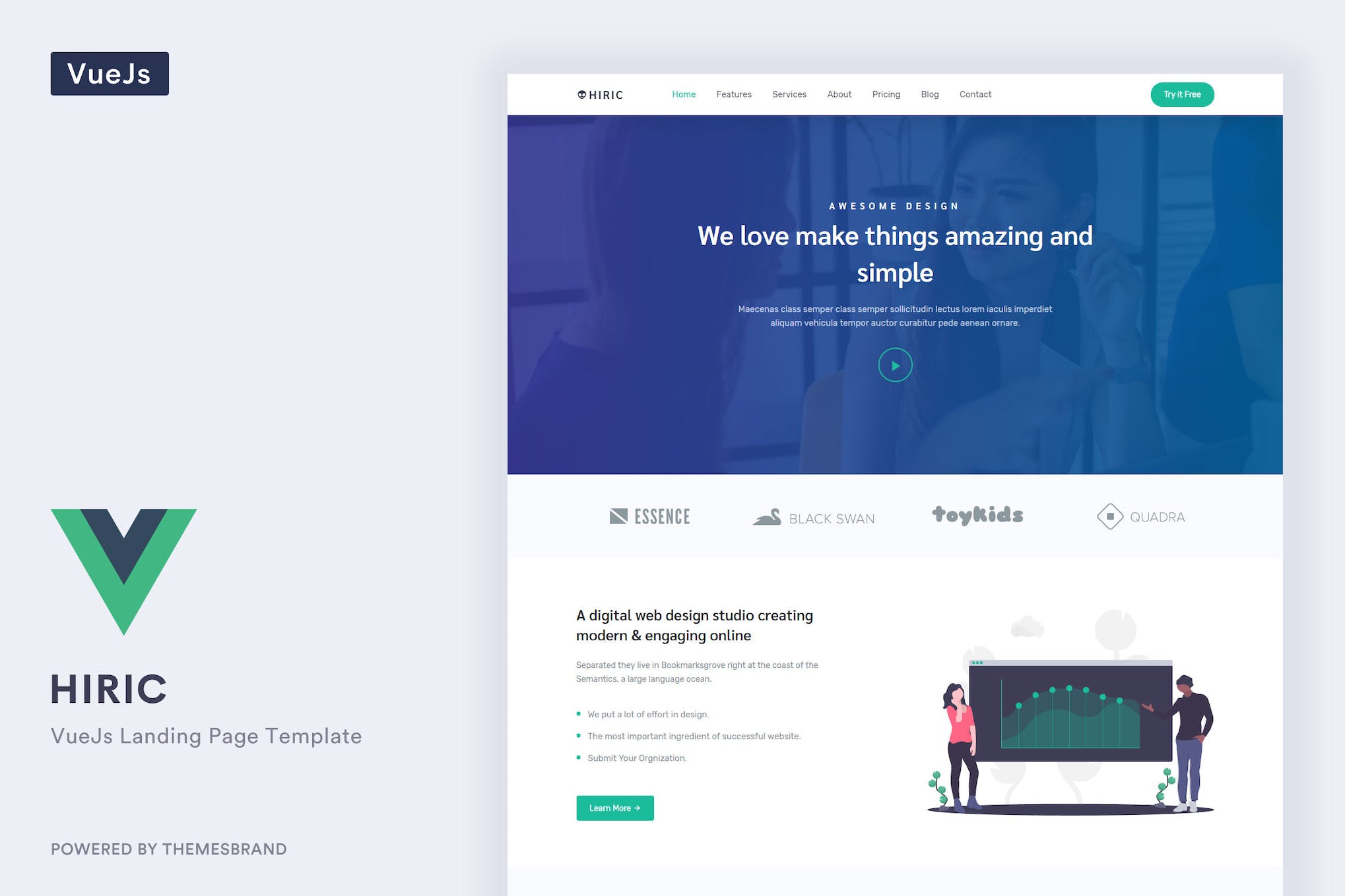 Hiric – VueJs Landing Page Template