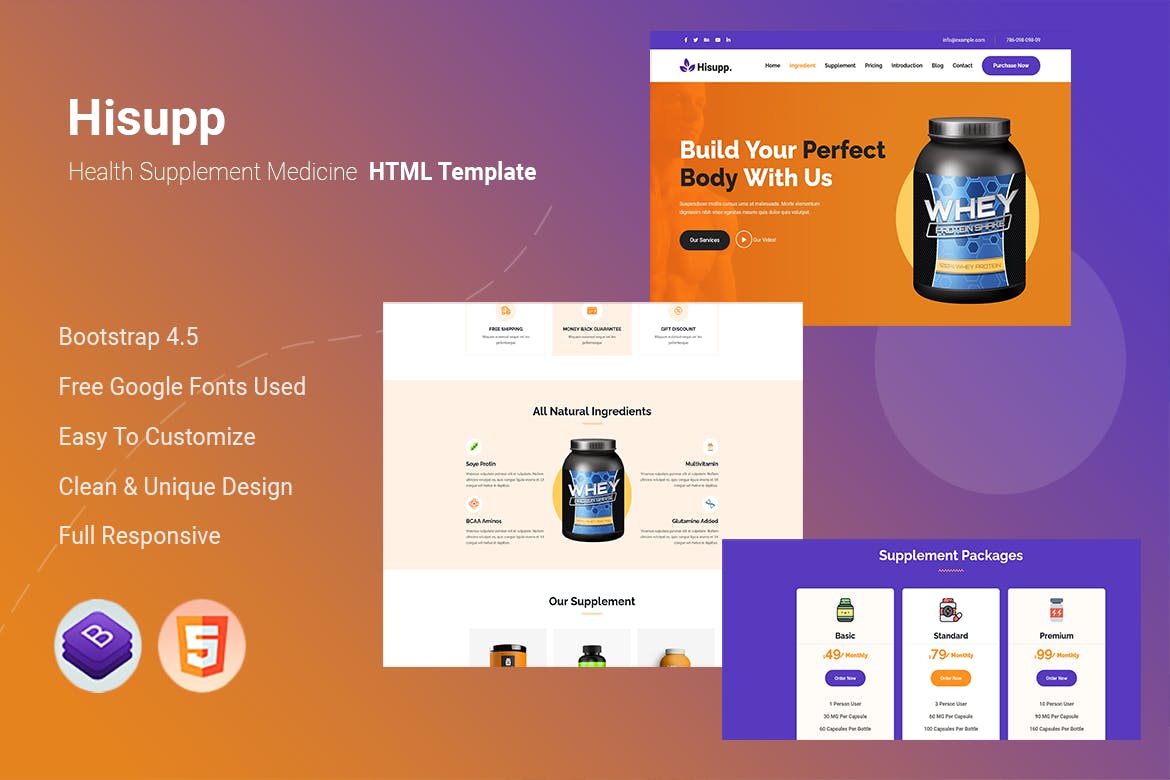 Hisupp – Health Supplement Medicine HTML Template