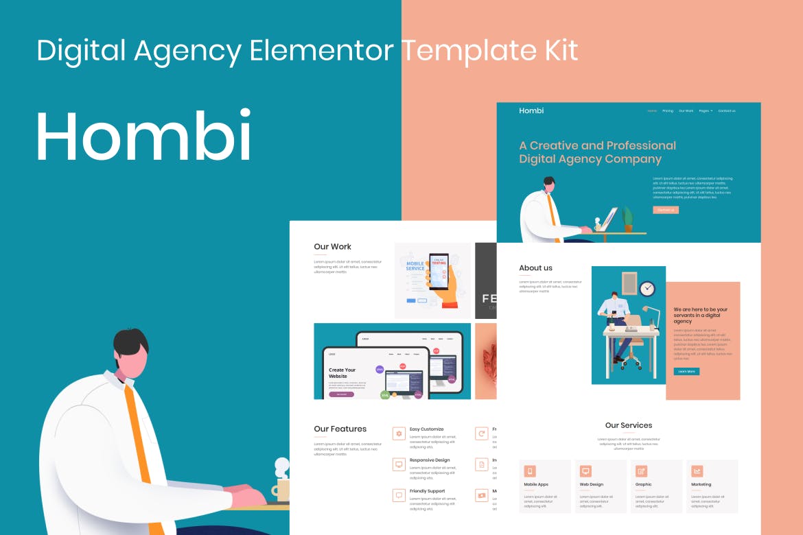 Hombi – Digital Agency Elementor Template Kit