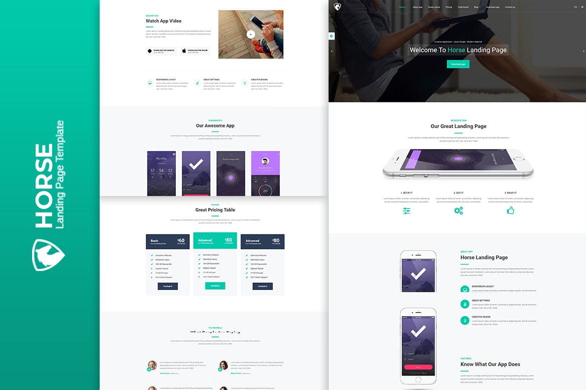 Horse App – HTML Responsive Template