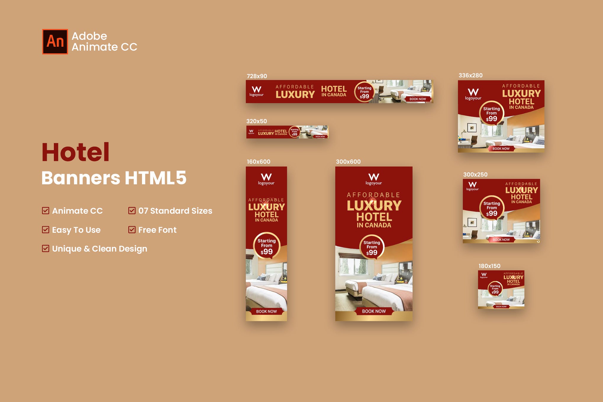 Hotel Web Banners Ad HTML5 – Animate CC