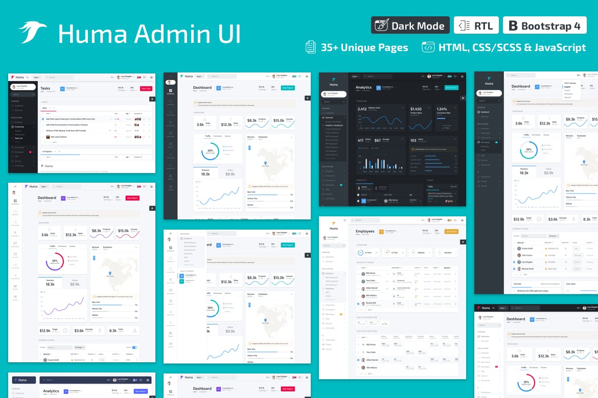 Huma Admin Dashboard PRO – Bootstrap 4 Admin Templ