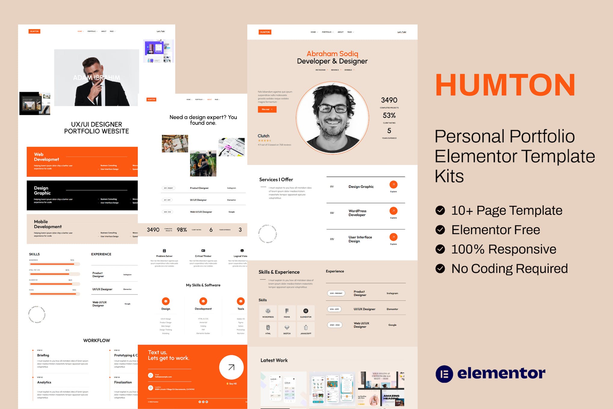 Humton – Personal Portfolio Elementor Template Kits