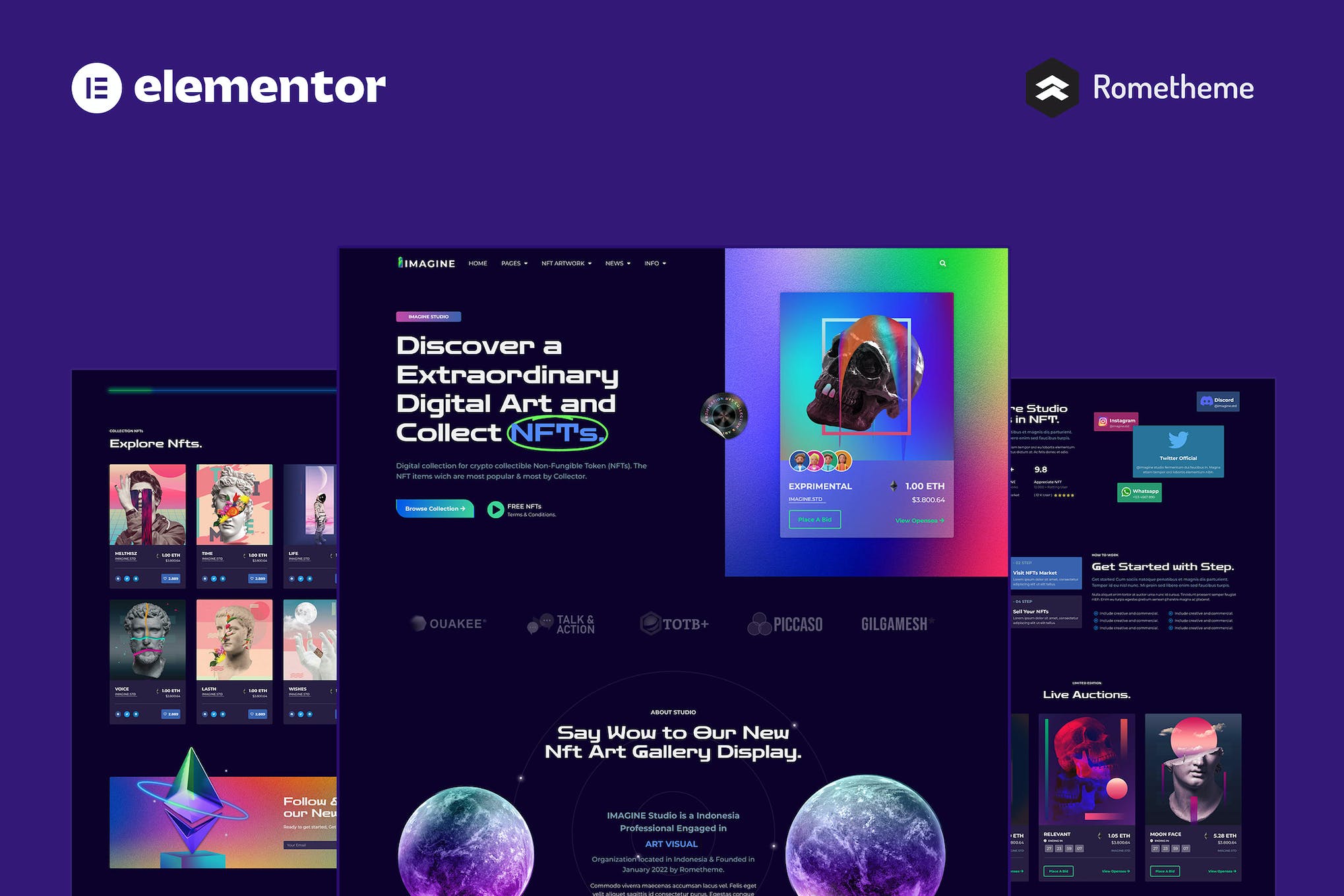 IMAGINE – Creative NFT Portfolio Elementor Pro Full Site Template Kit