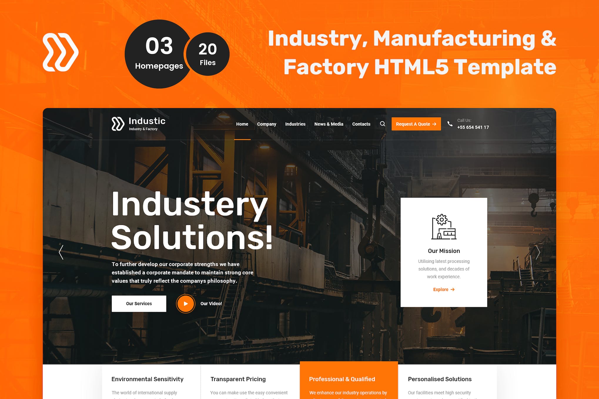 Industic Factory and Manufacturing HTML5 Template