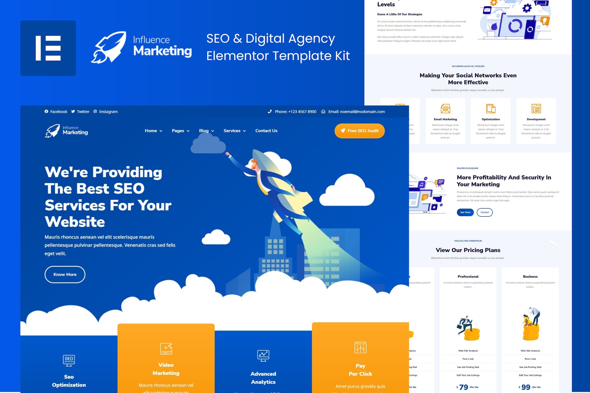 Influence Marketing – SEO & Digital Agency Elementor Template Kit