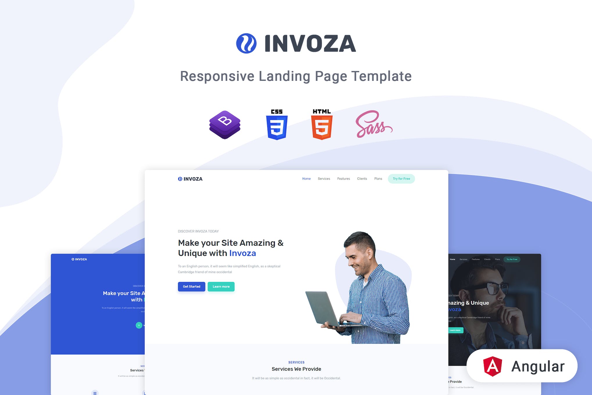 Invoza – Angular 10 Landing Page Template