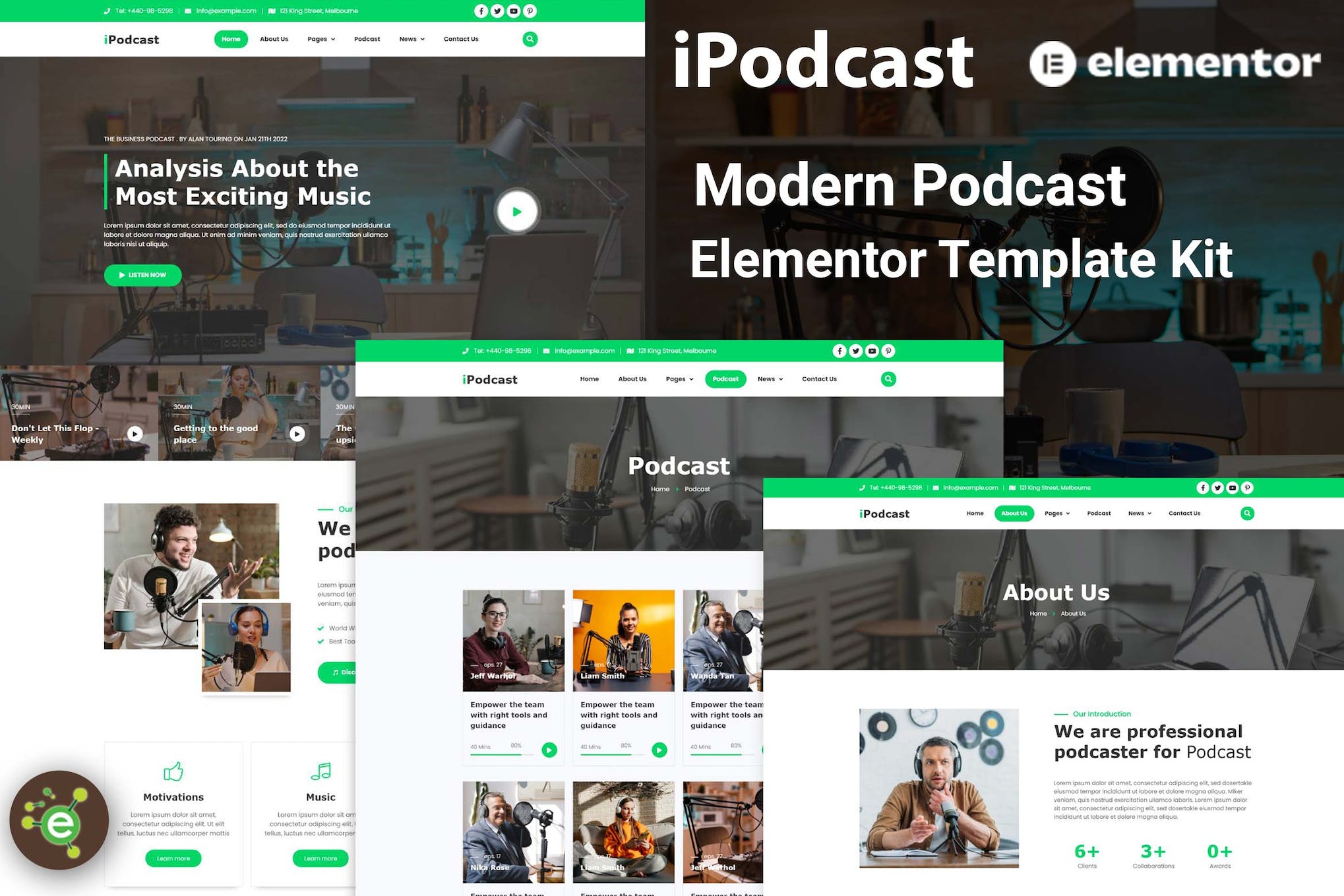 iPodcast – Modern Podcast Elementor Template Kit