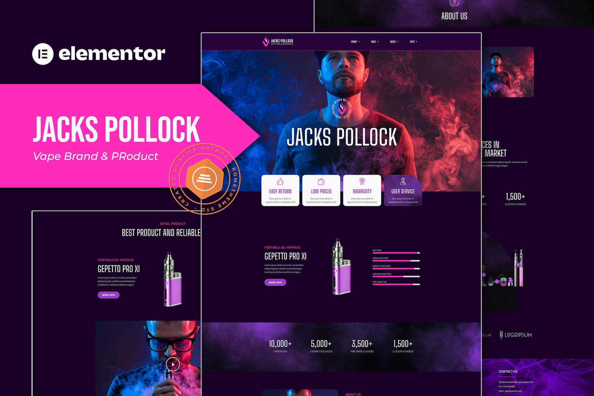 Jacks Pollock – Vape Elementor Template Kit