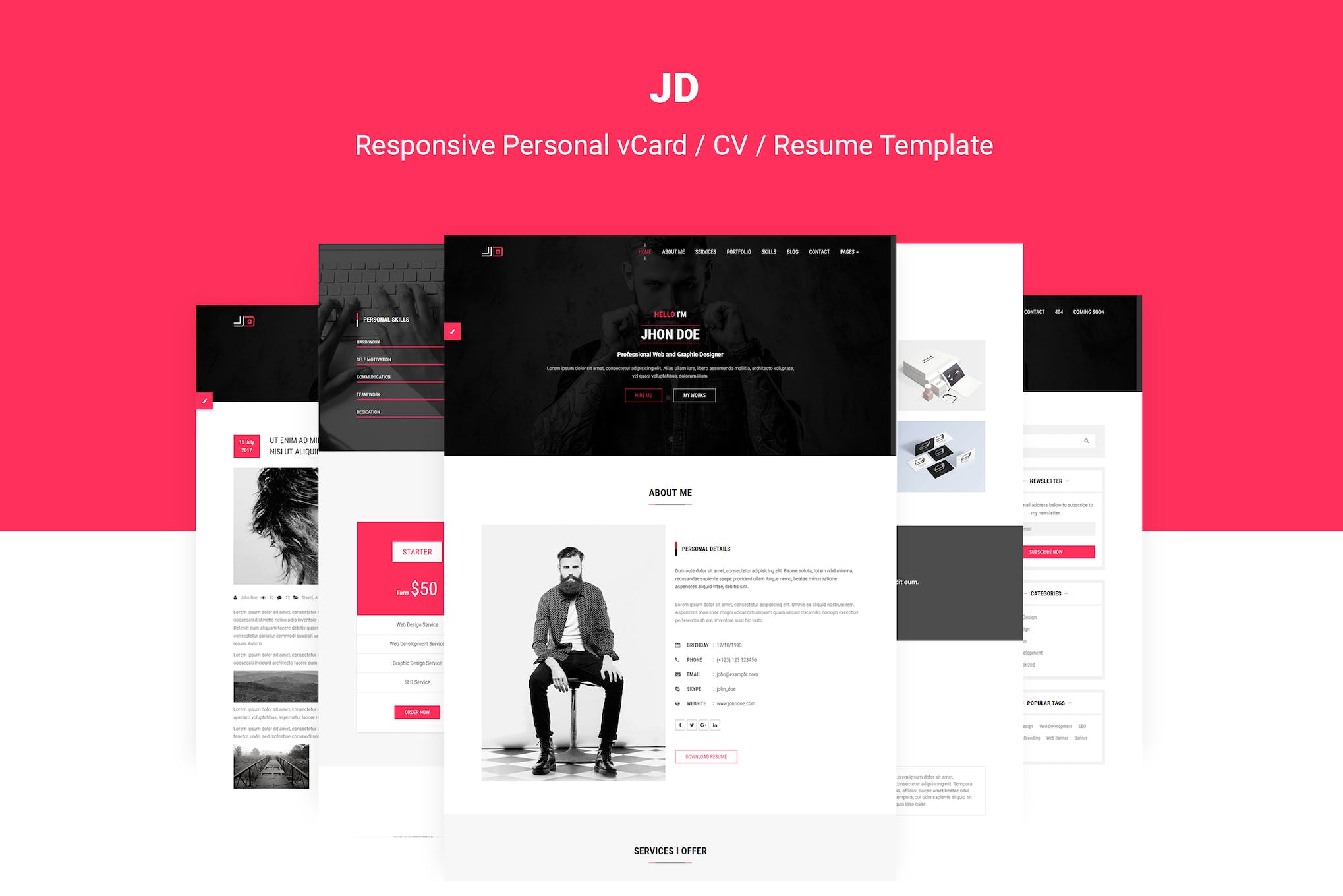 JD | Personal vCard / CV / Resume Template