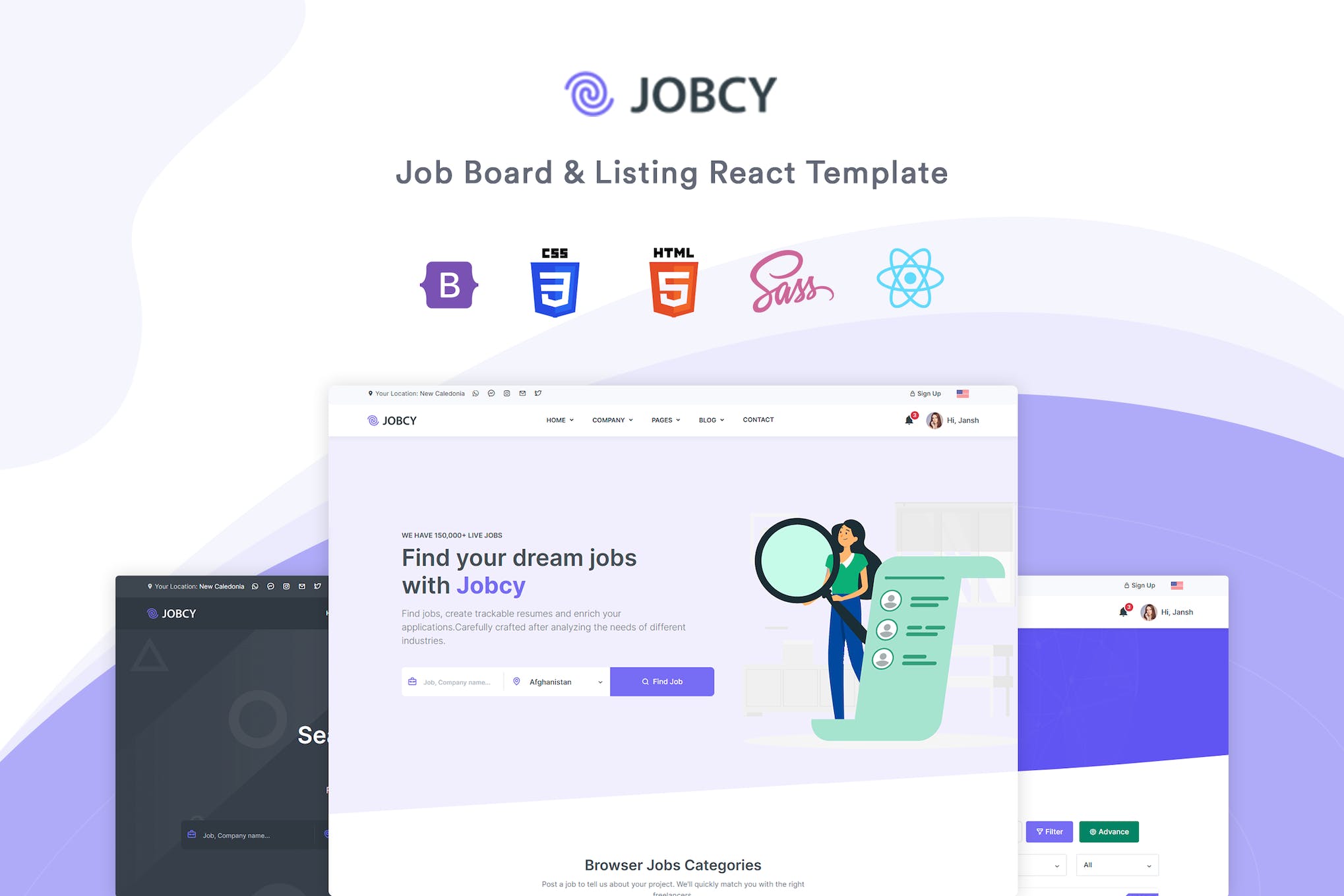 Jobcy – Job Board & Listing React Template