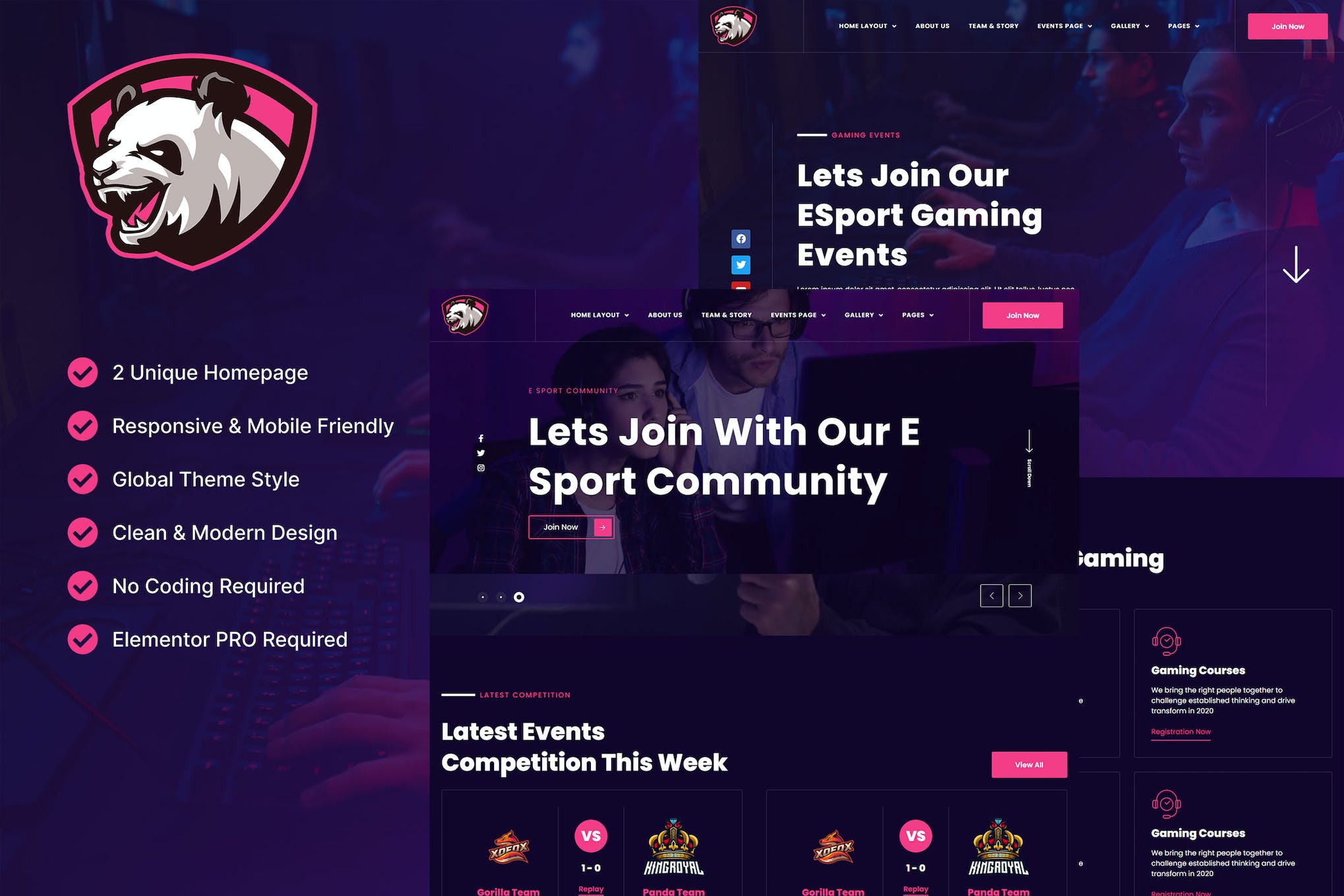 Junio – E-Sport Gaming Events & Streamer Elementor Template Kit