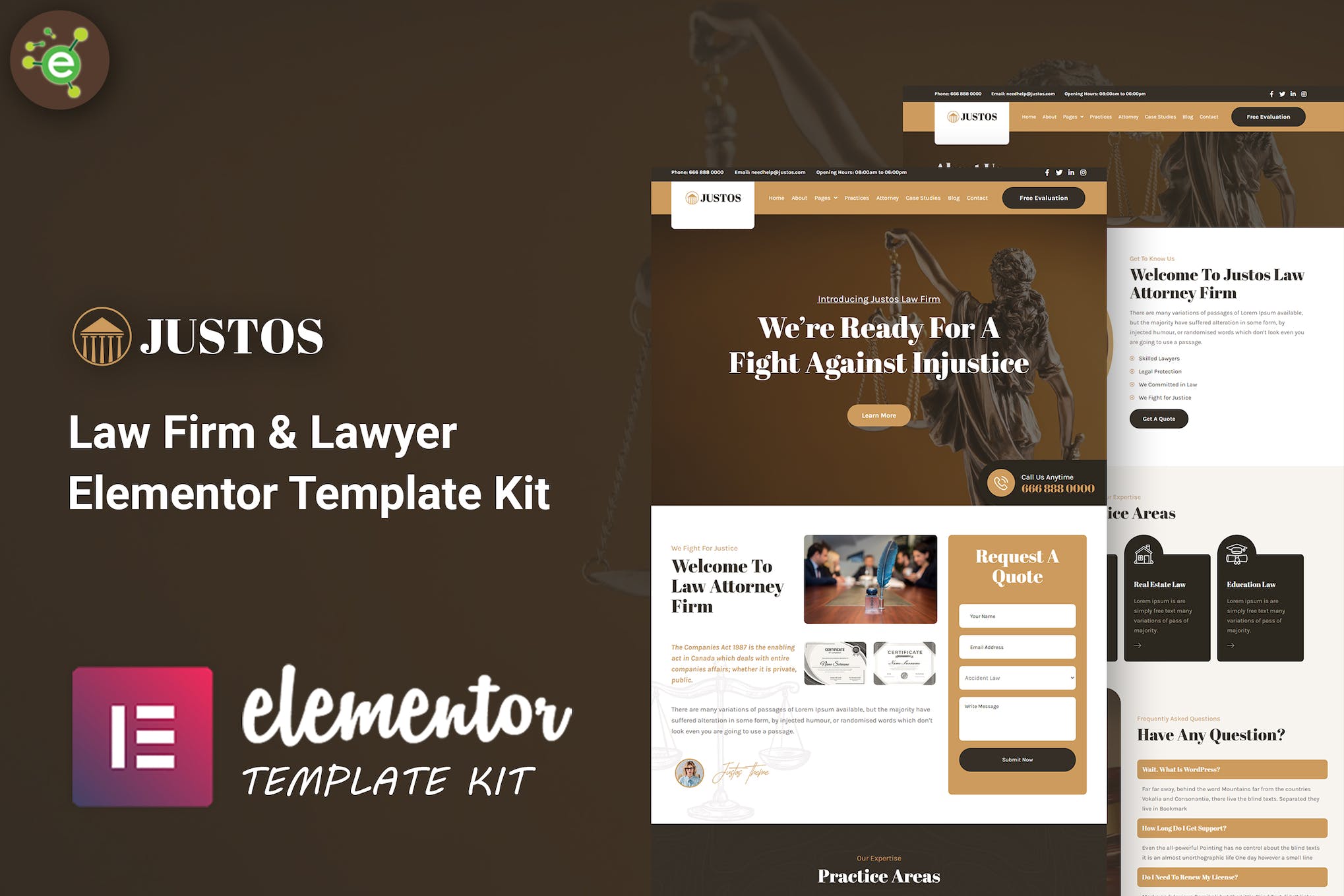 Justos – Law Firm & Lawyer Elementor Template Kit