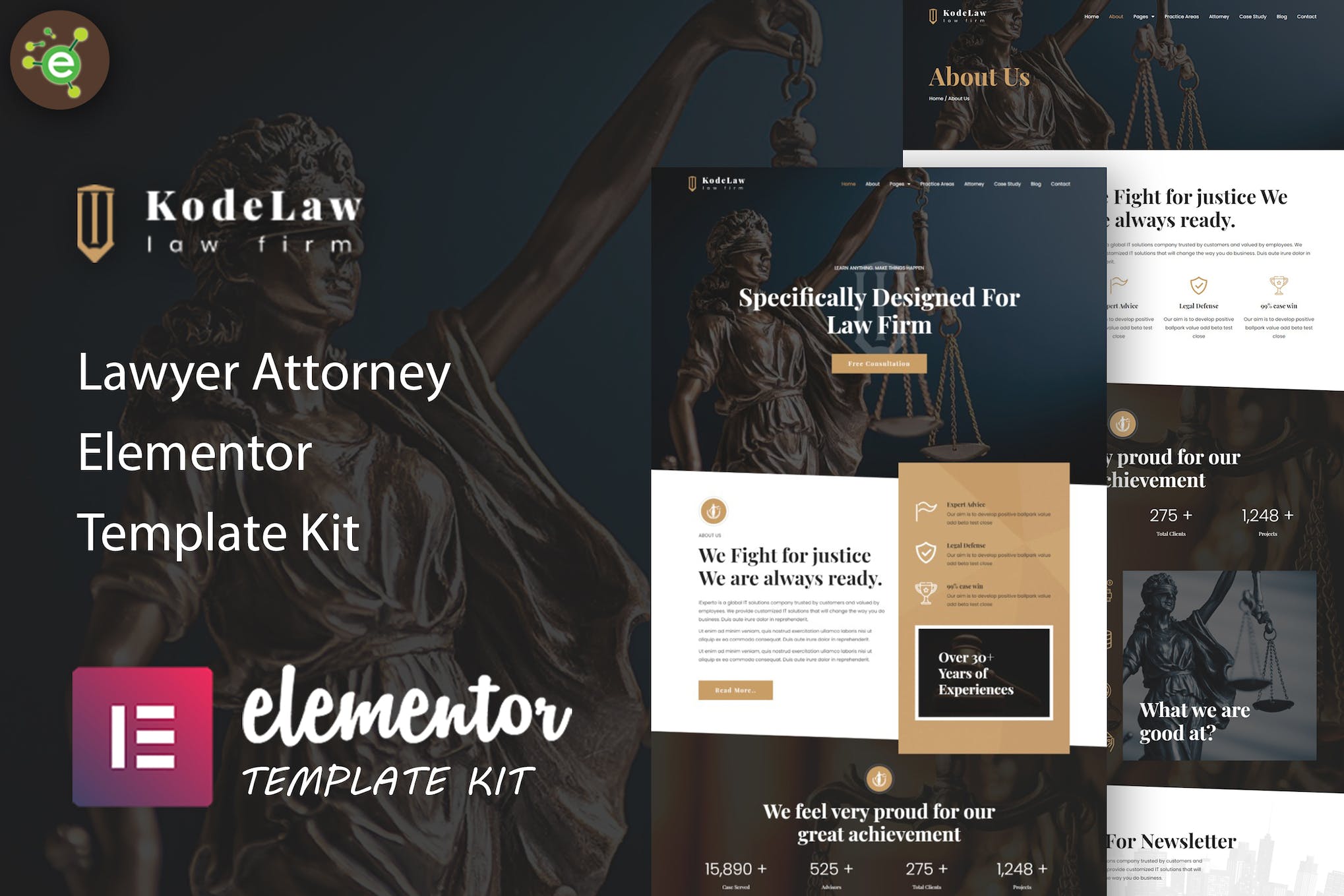 Kodelaw – Lawyer Attorney Elementor Template Kit