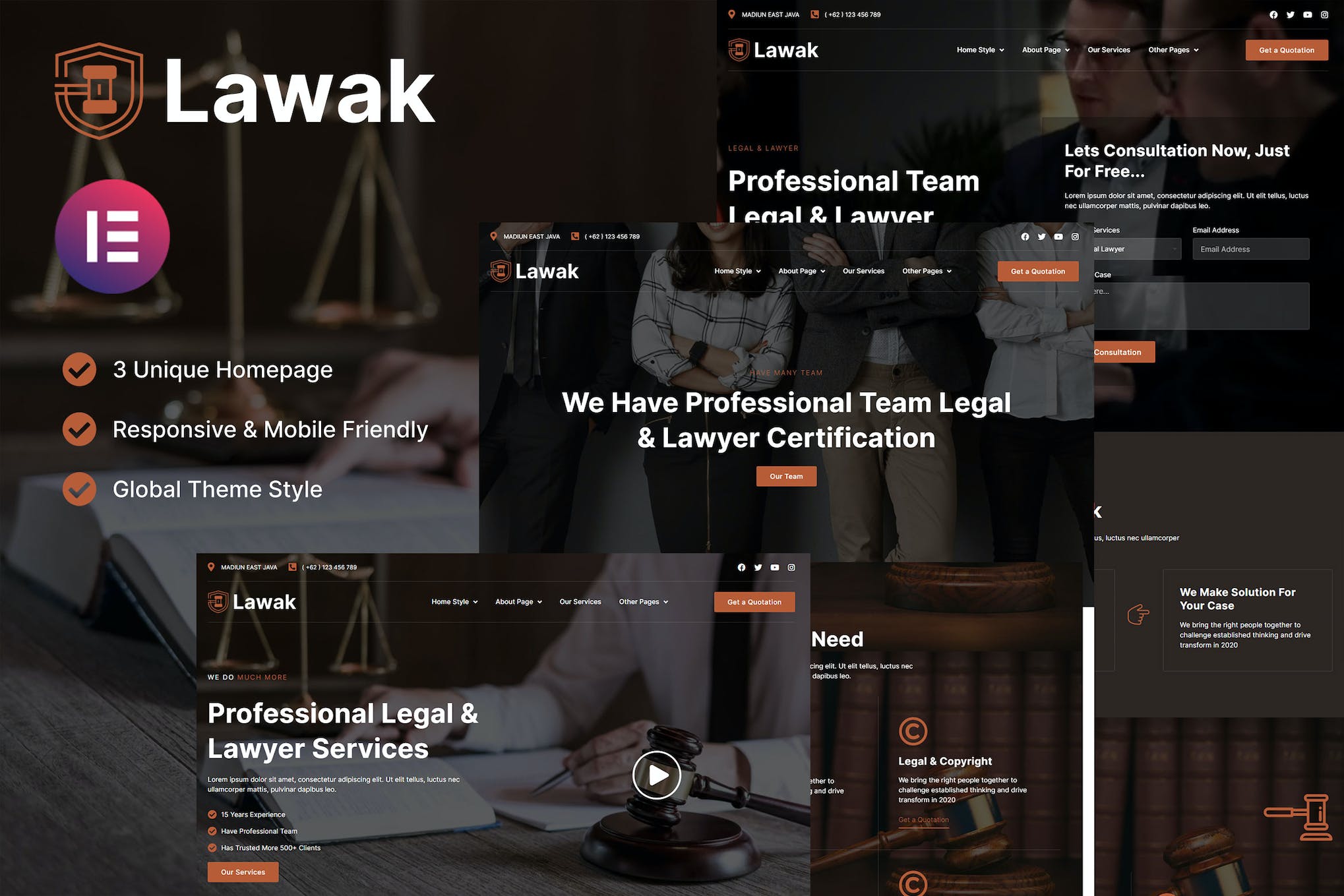 Lawak – Legal & Lawyer Services Elementor Template Kit