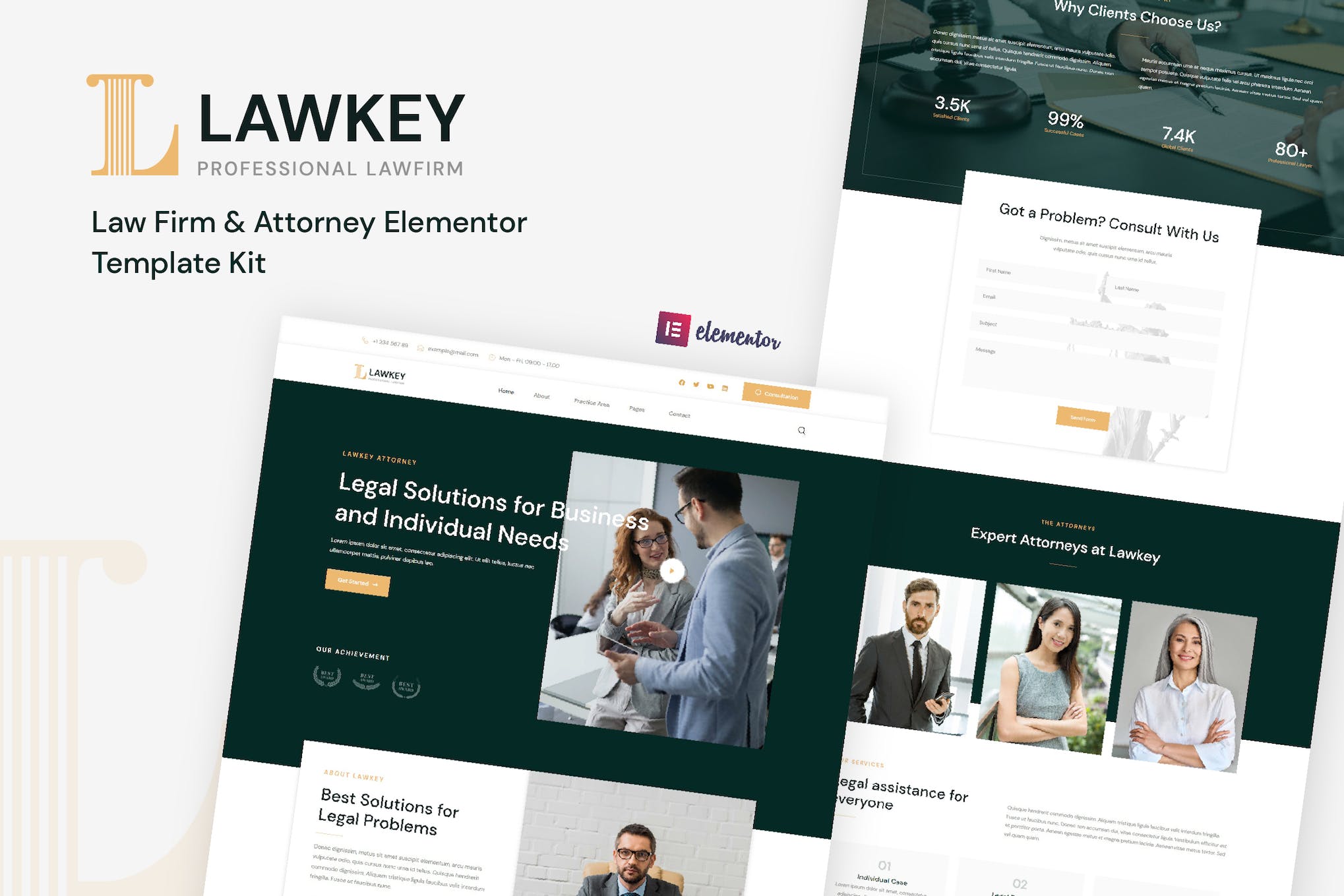 Lawkey – Law Firm & Attorney Elementor Template Kit