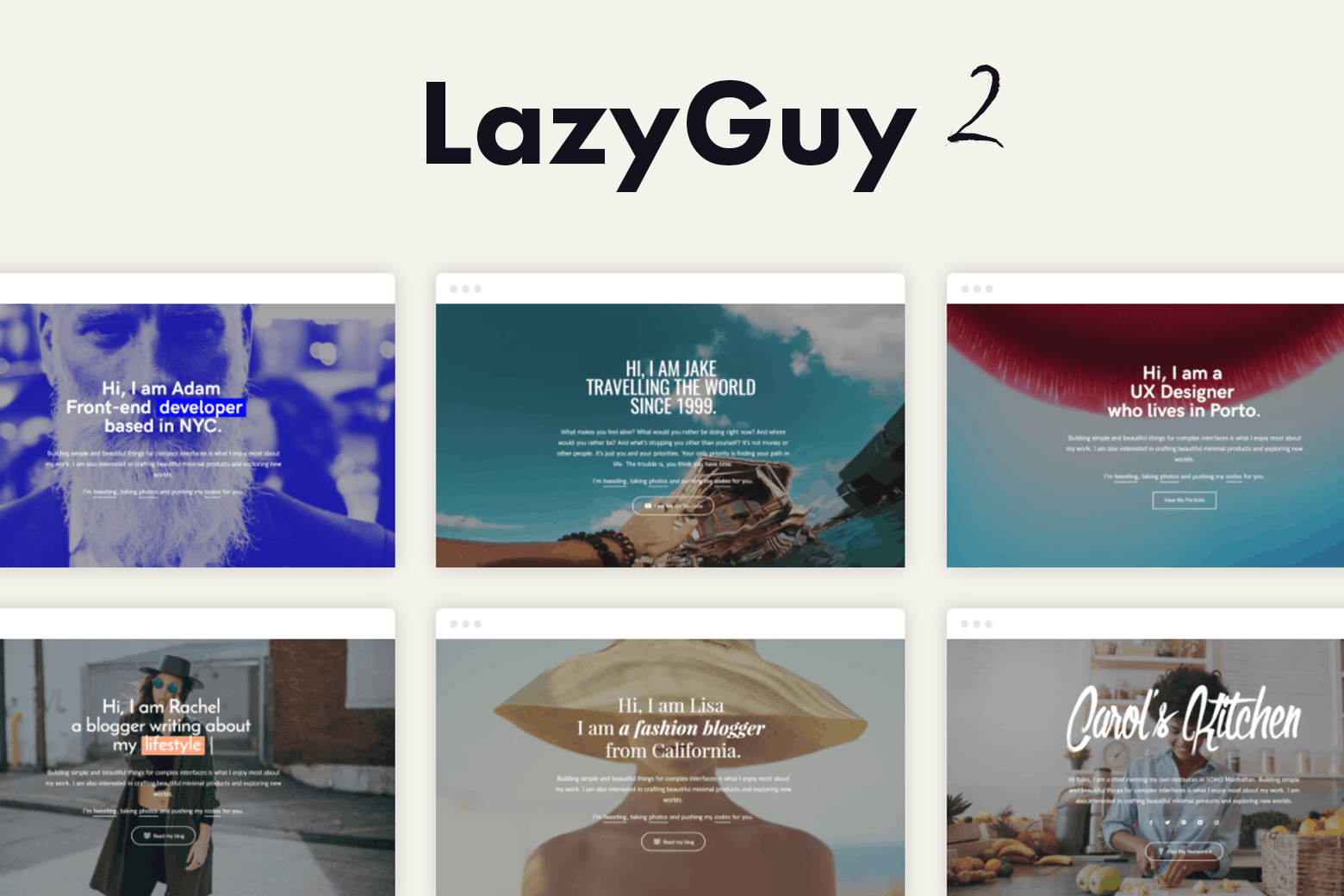 LazyGuy 2 – Personal Landing Page Template