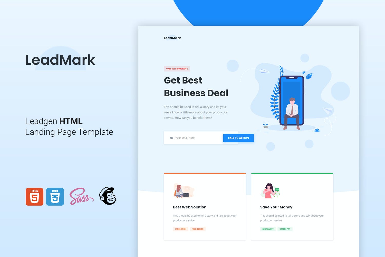 LeadMark – Leadgen HTML Landing Page Template