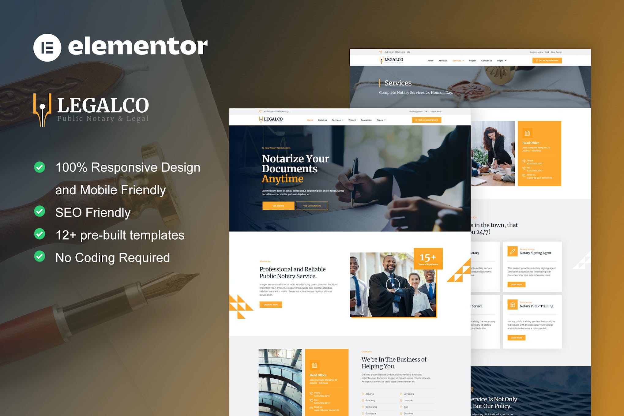 Legalco – Notary Public & Legal Services Elementor Pro Template Kit