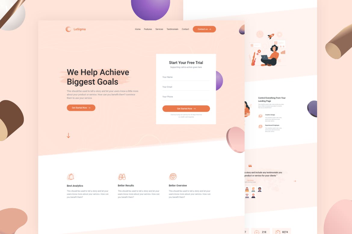 LeSigma – Isometric Startup HTML Landing Page