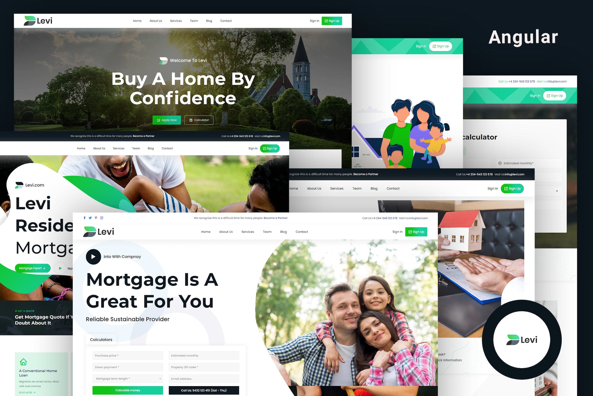 Levi – Angular Real Estate Mortgage Landing Page