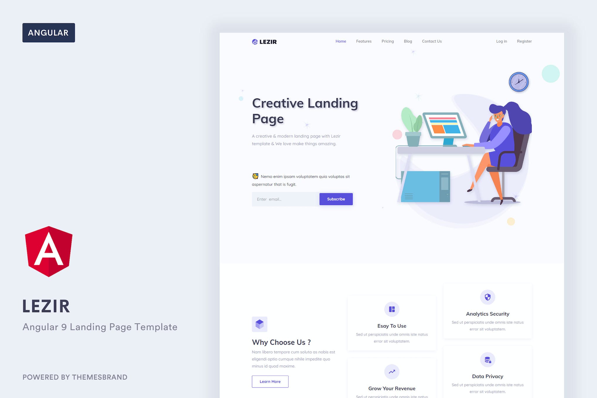 Lezir – Angular 9 Landing Page Template