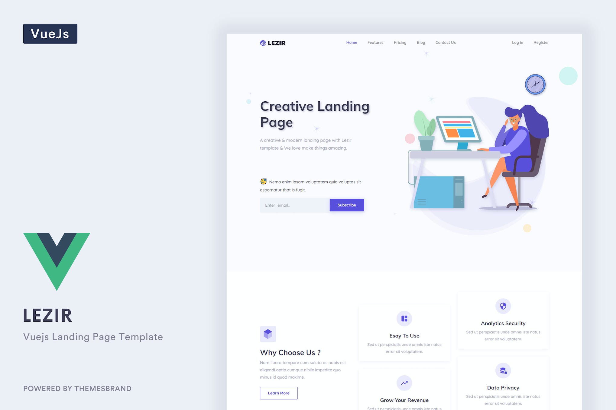 Lezir – Vuejs Landing Page Template