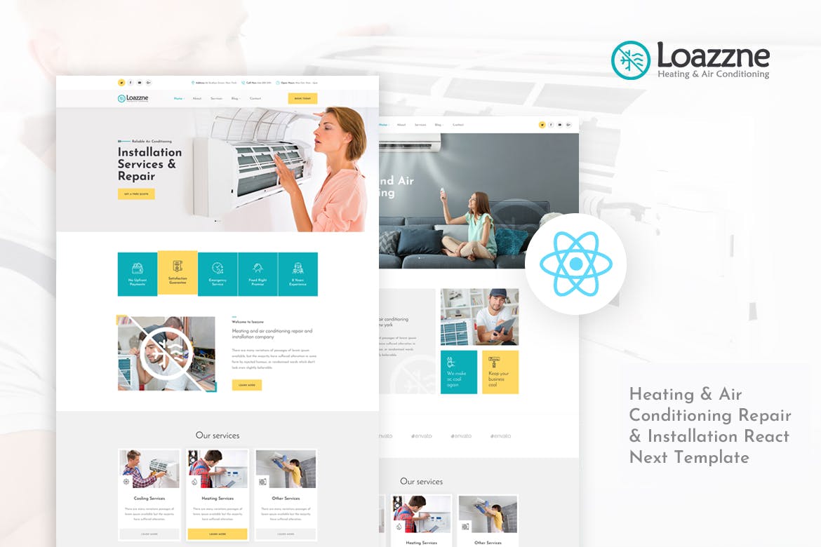 Loazzne – React Next Heating  AC Services Template