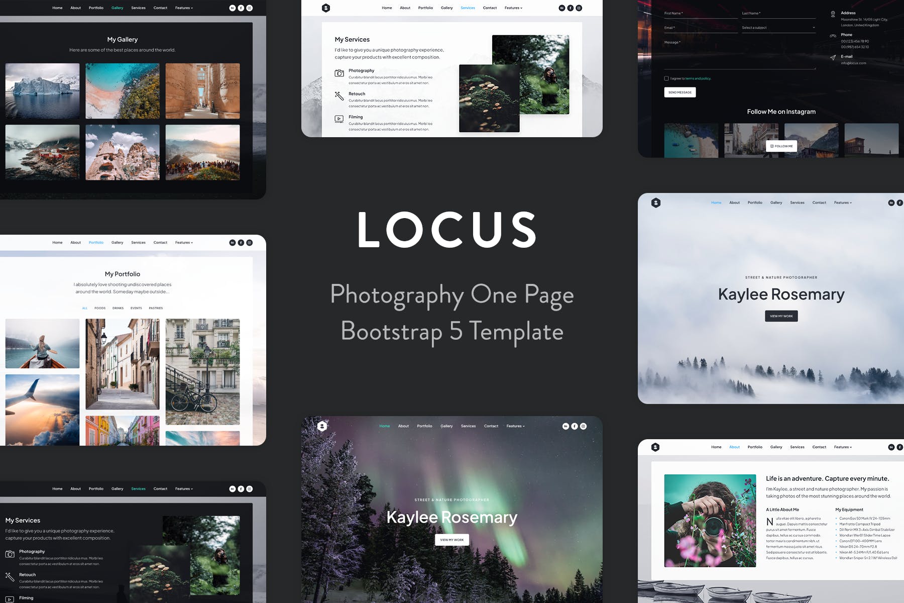 Locus – Photography One Page Bootstrap 5 Template