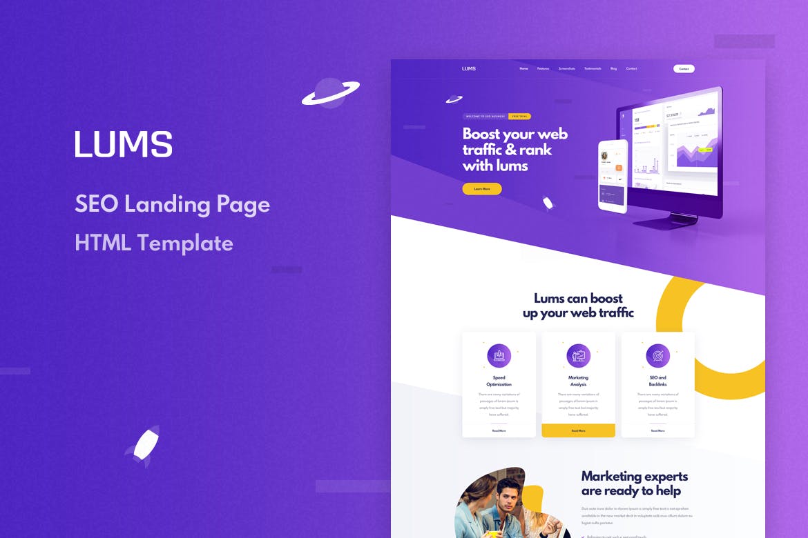 Lums – SEO Landing HTML Template