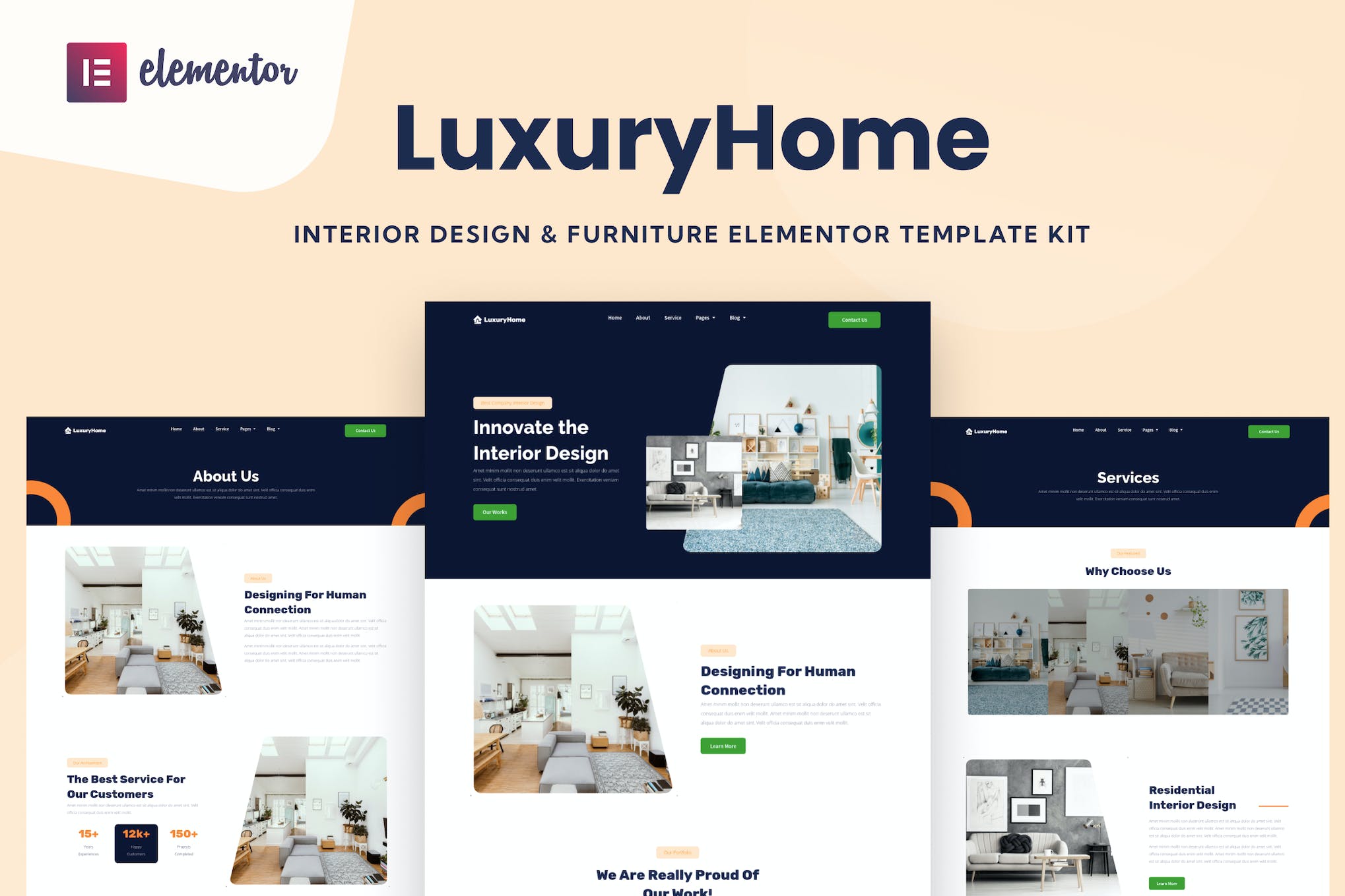 LuxuryHome – Interior Design & Furniture Elementor Template Kit