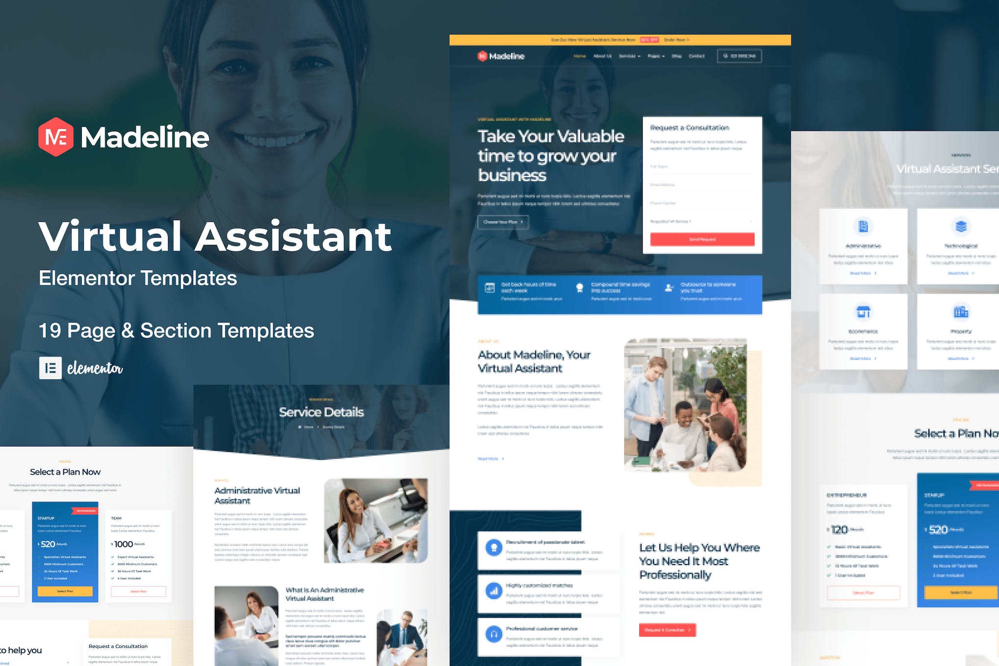 Madeline – Virtual Assistant Website Elementor Template Kit