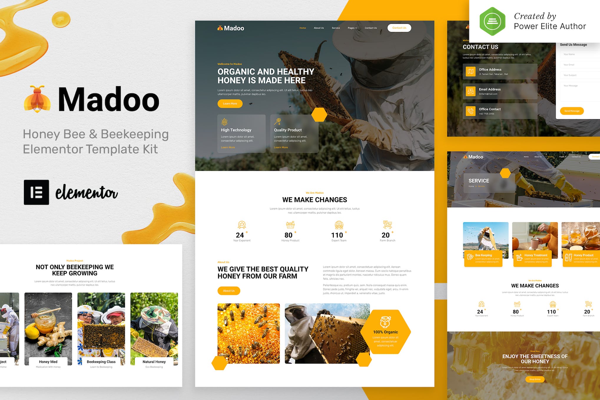 Madoo – Honey Bee & Beekeeping Elementor Template Kit