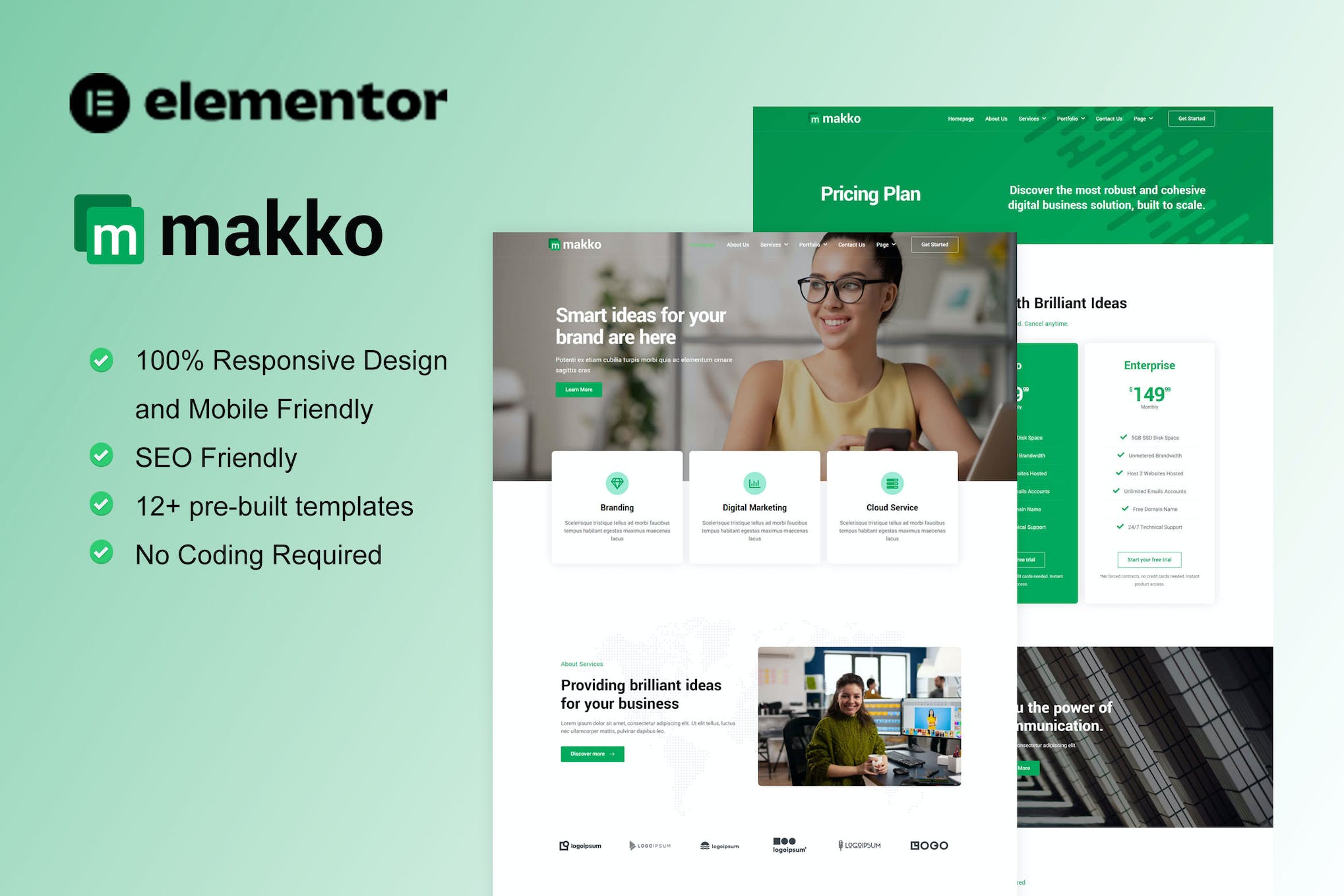 Makko – Digital Agency Elementor Pro Full Site Template Kit