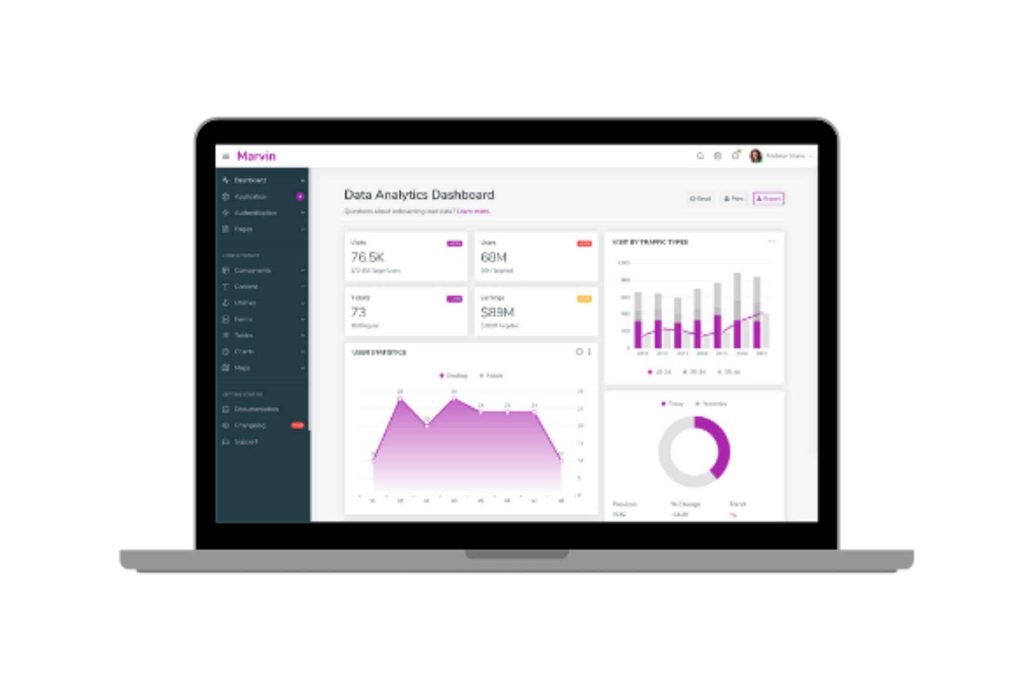 Marvin – Data Analytics Dashboard template