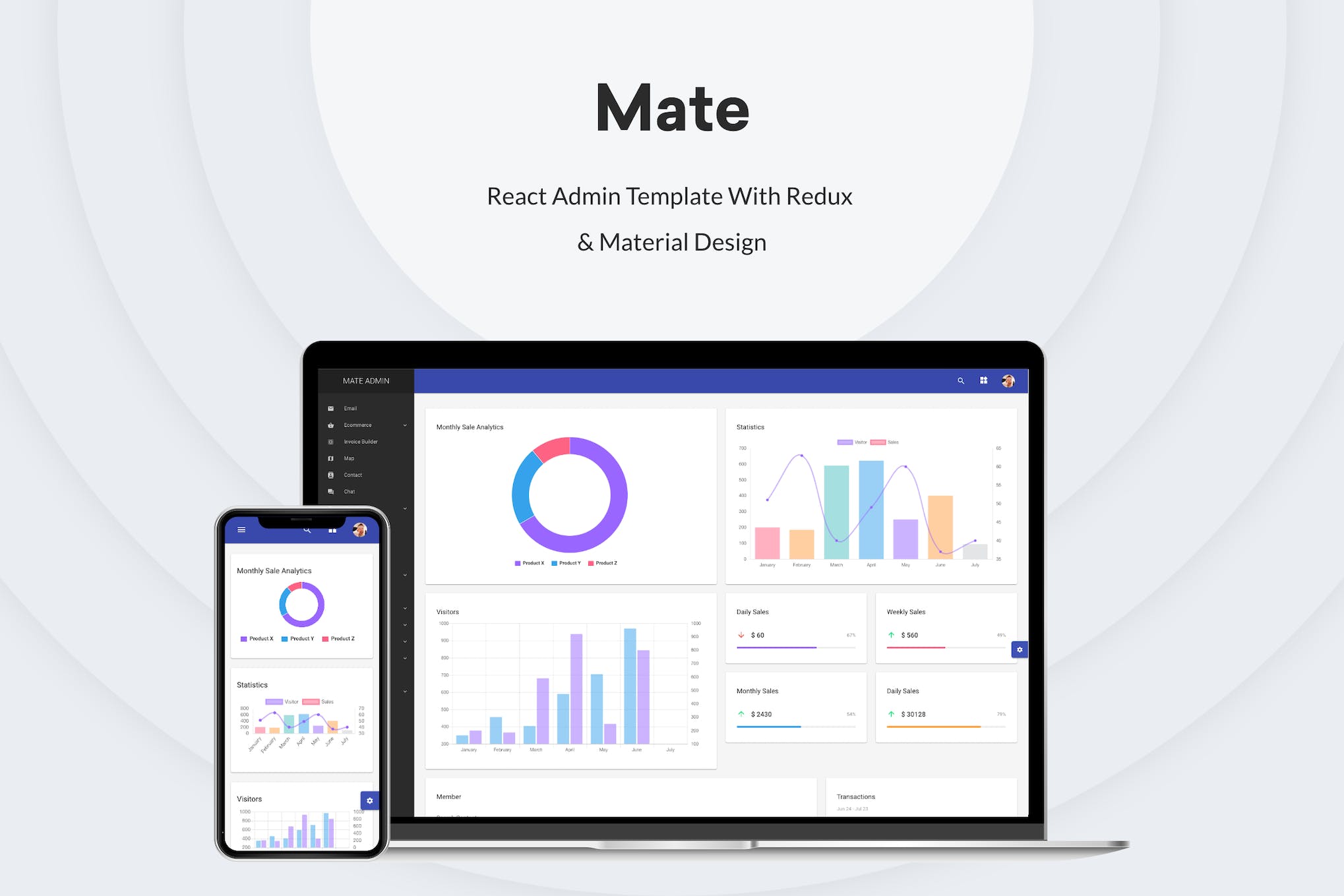 Mate – React Admin Template With Redux & Material