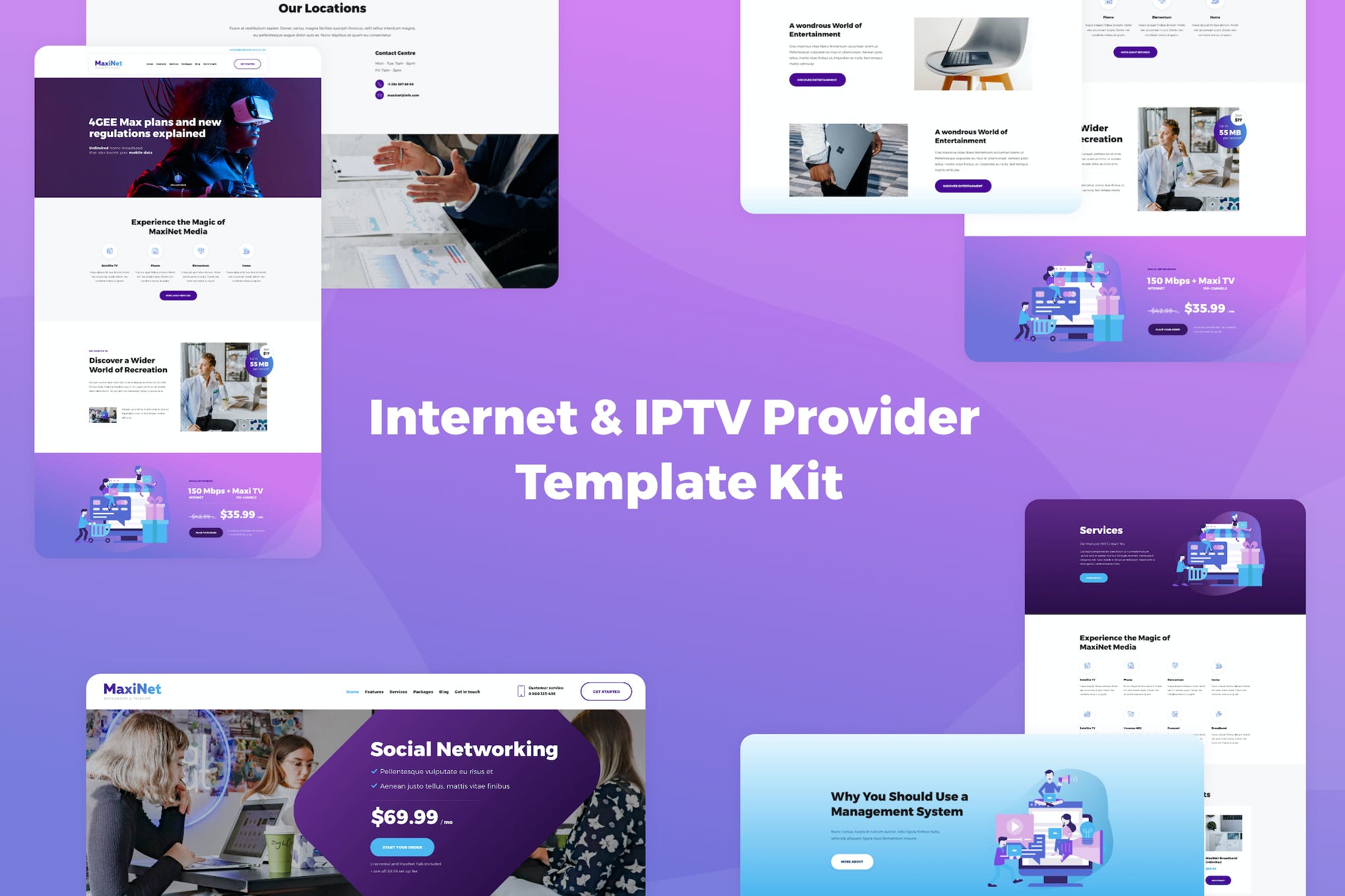 MaxiNet – Internet & IPTV Provider Elementor Template Kit