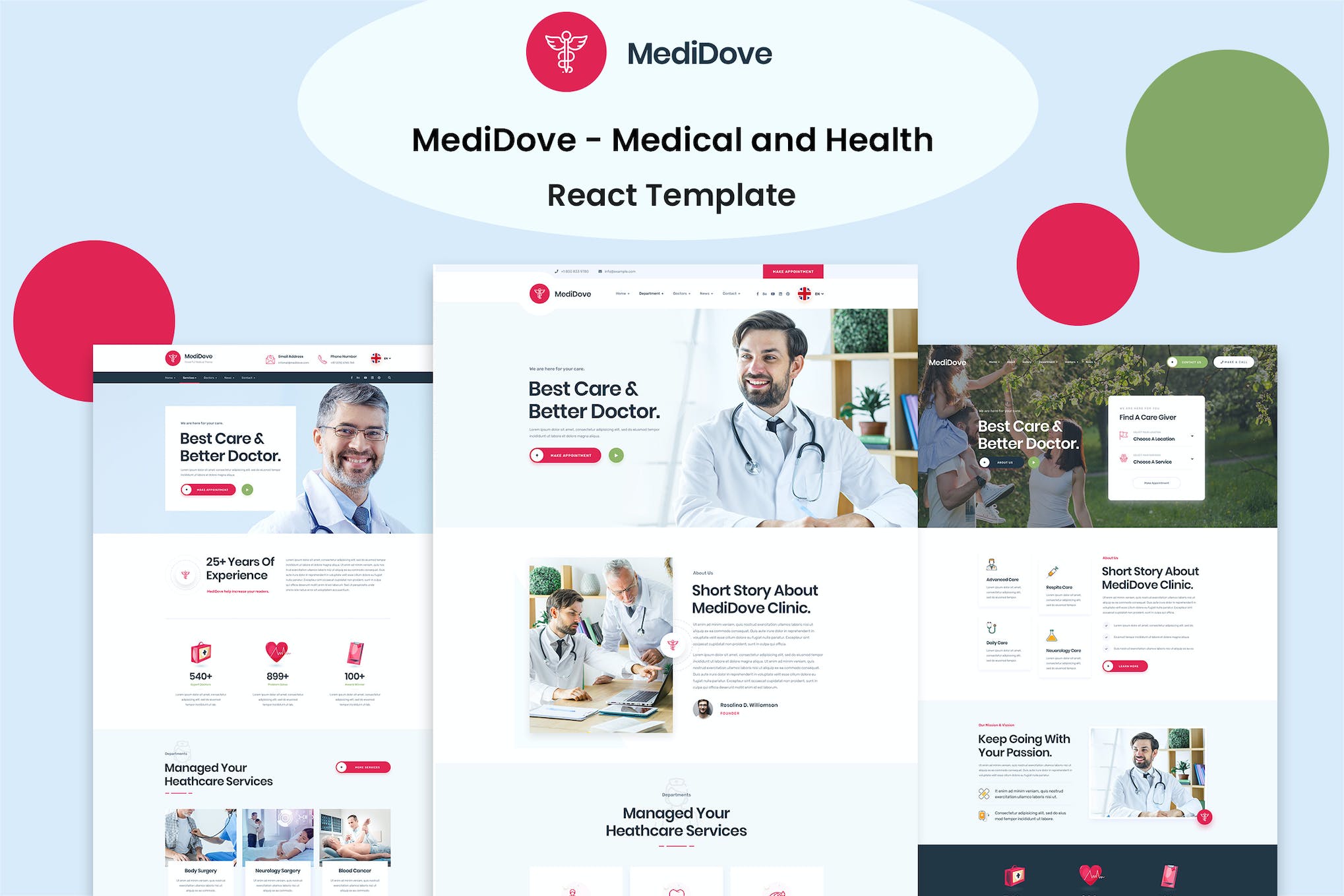 MediDove – Medical and Health React Template