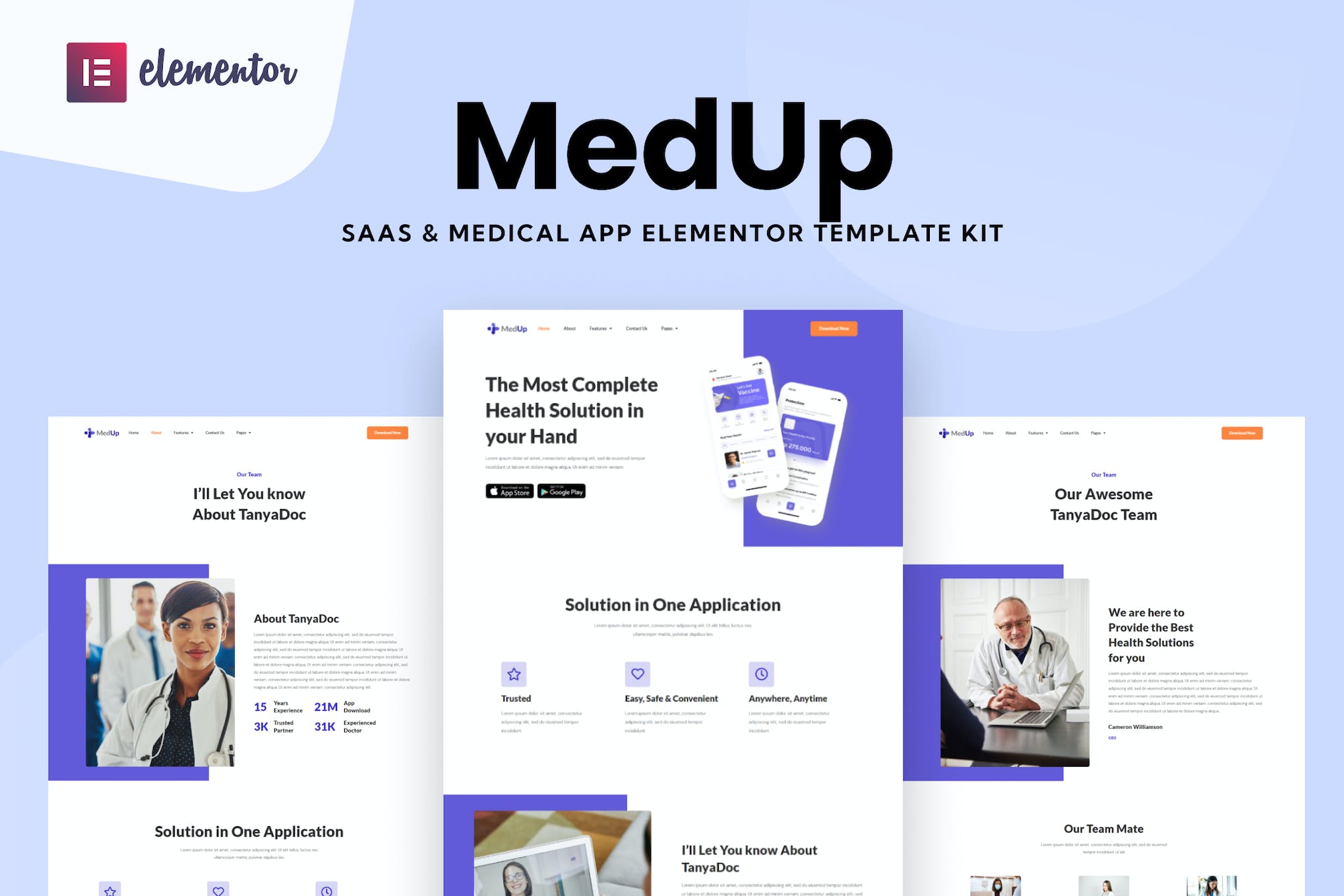 MedUp – Medical SaaS Elementor Template Kit